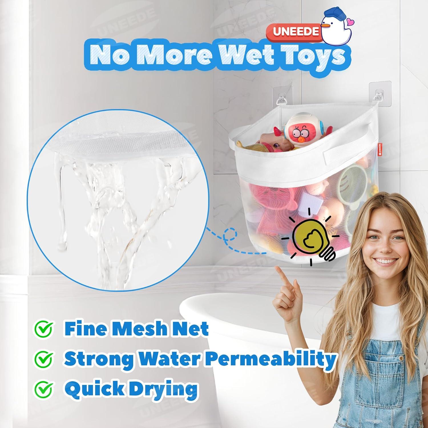 Organizador de Juguetes de Baño UNEEDE, 15 L, Malla Secado Rápido