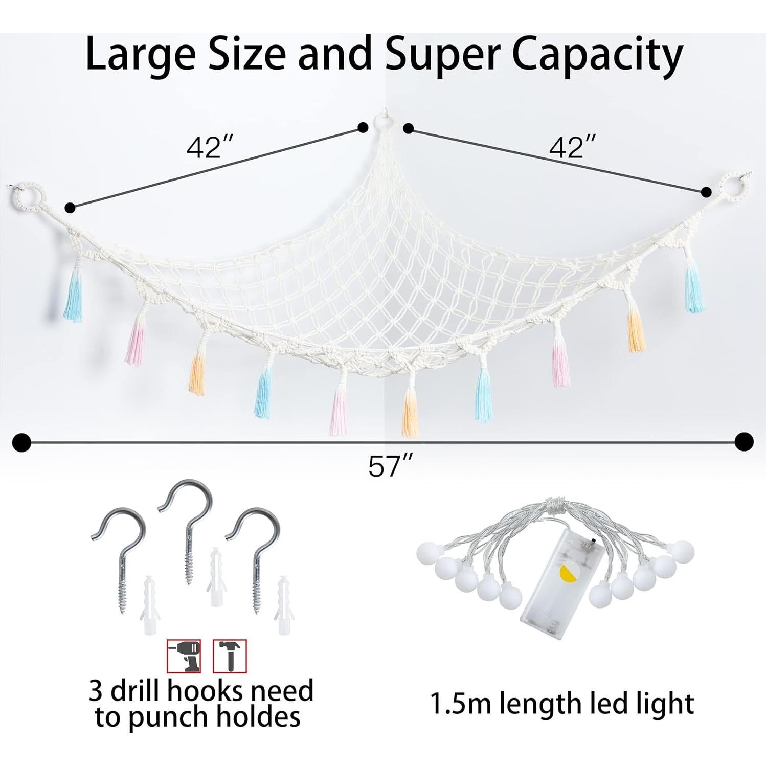 Hamaca Colgante de Macramé Yewiwin para Peluches Beige