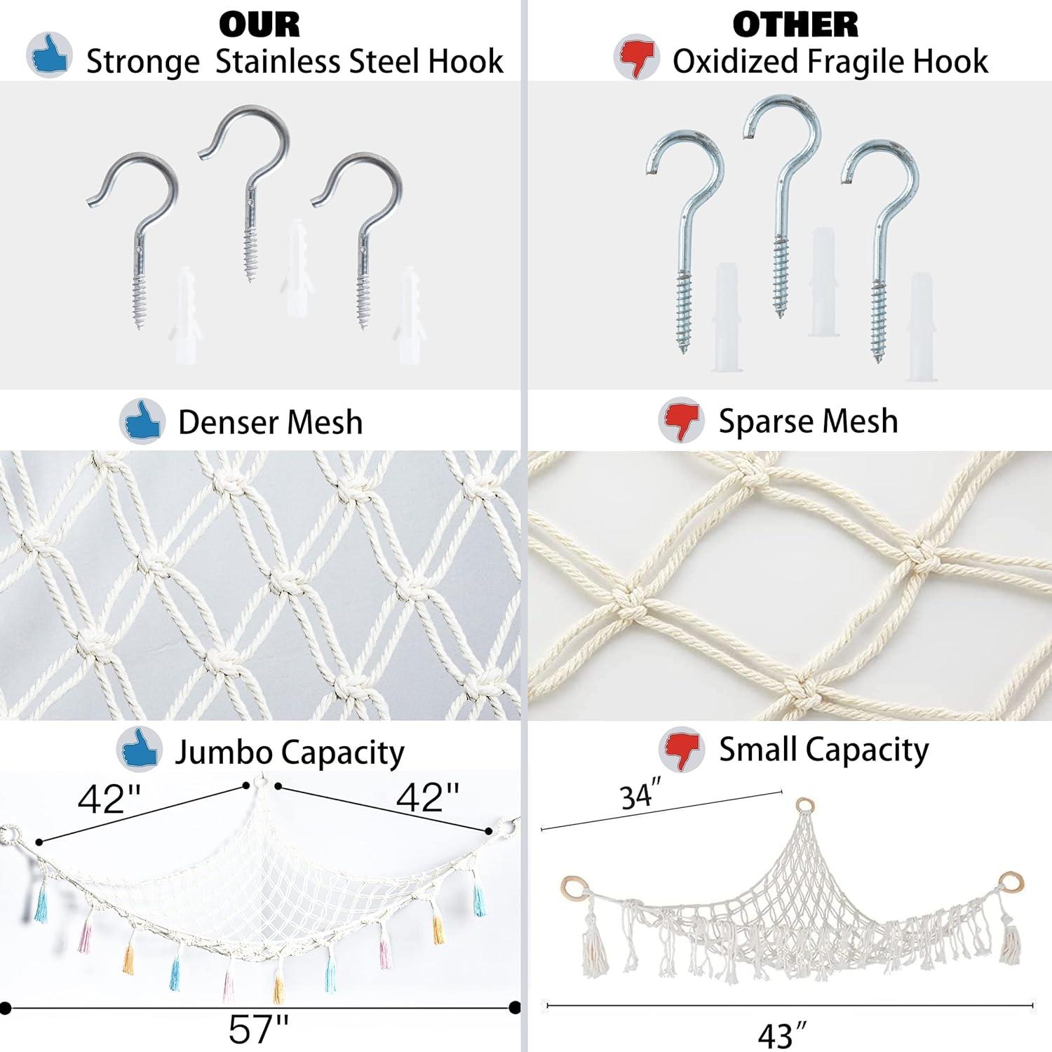 Hamaca Colgante de Macramé Yewiwin para Peluches Beige