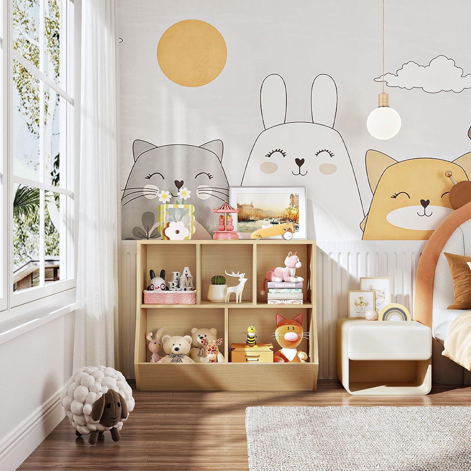 Estantería para Niños HOOBRO 90 cm Natural Organizador Juguetes
