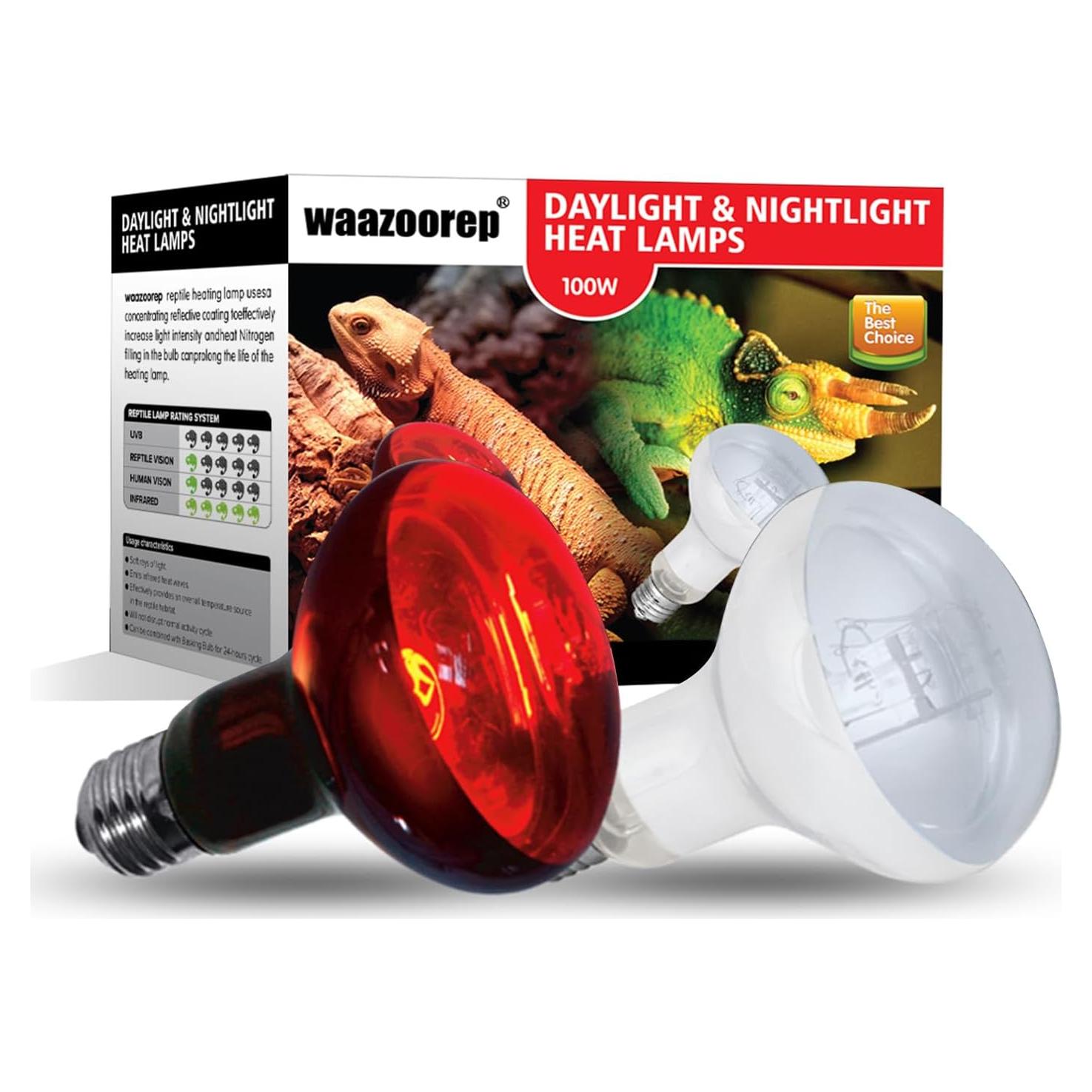 Bombillas de Calor UVA y Infrarrojas para Reptiles 100W - Waazoorep