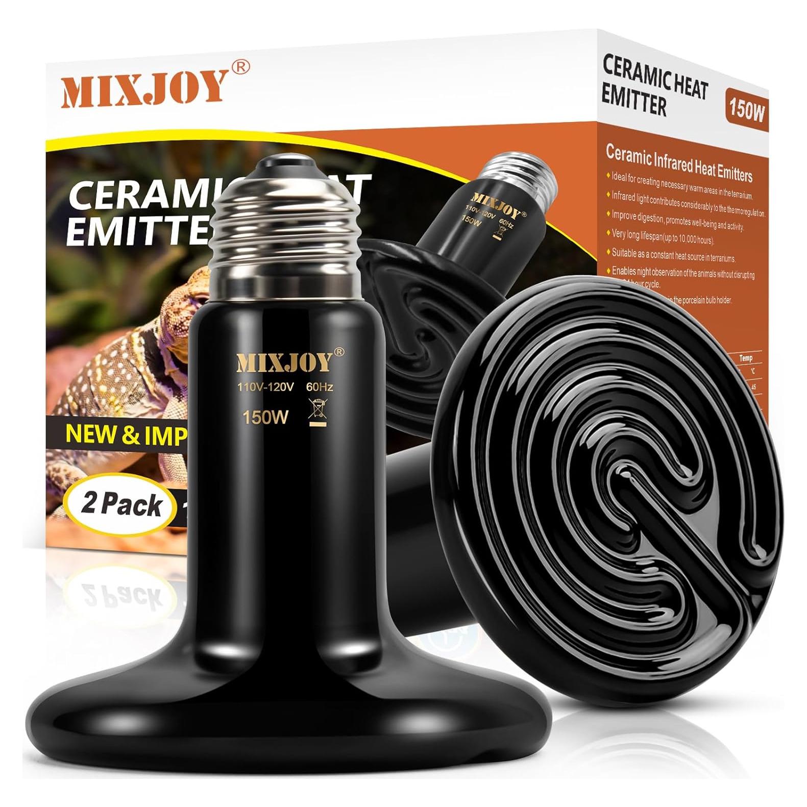 MIXJOY Lámpara de Calor para Reptiles 150W Cerámica 2Pack