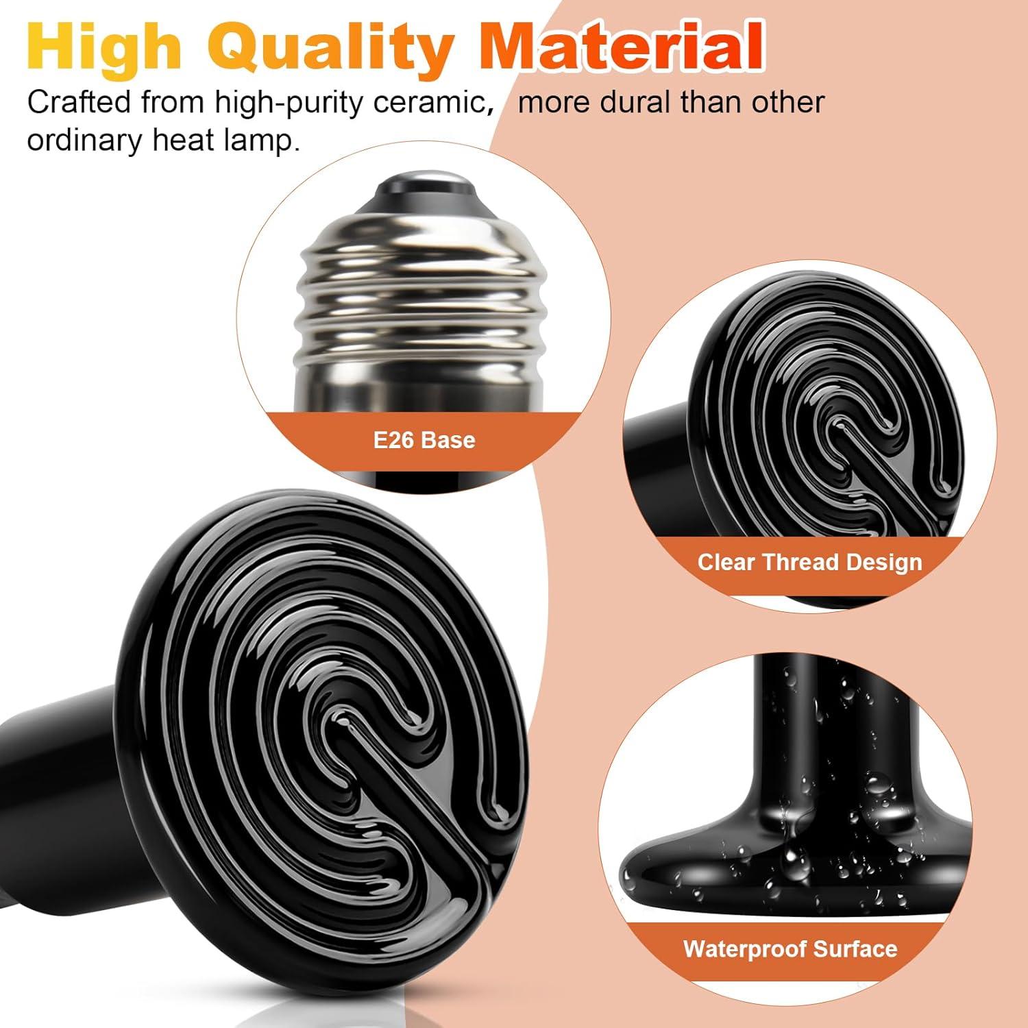 MIXJOY Lámpara de Calor para Reptiles 150W Cerámica 2Pack