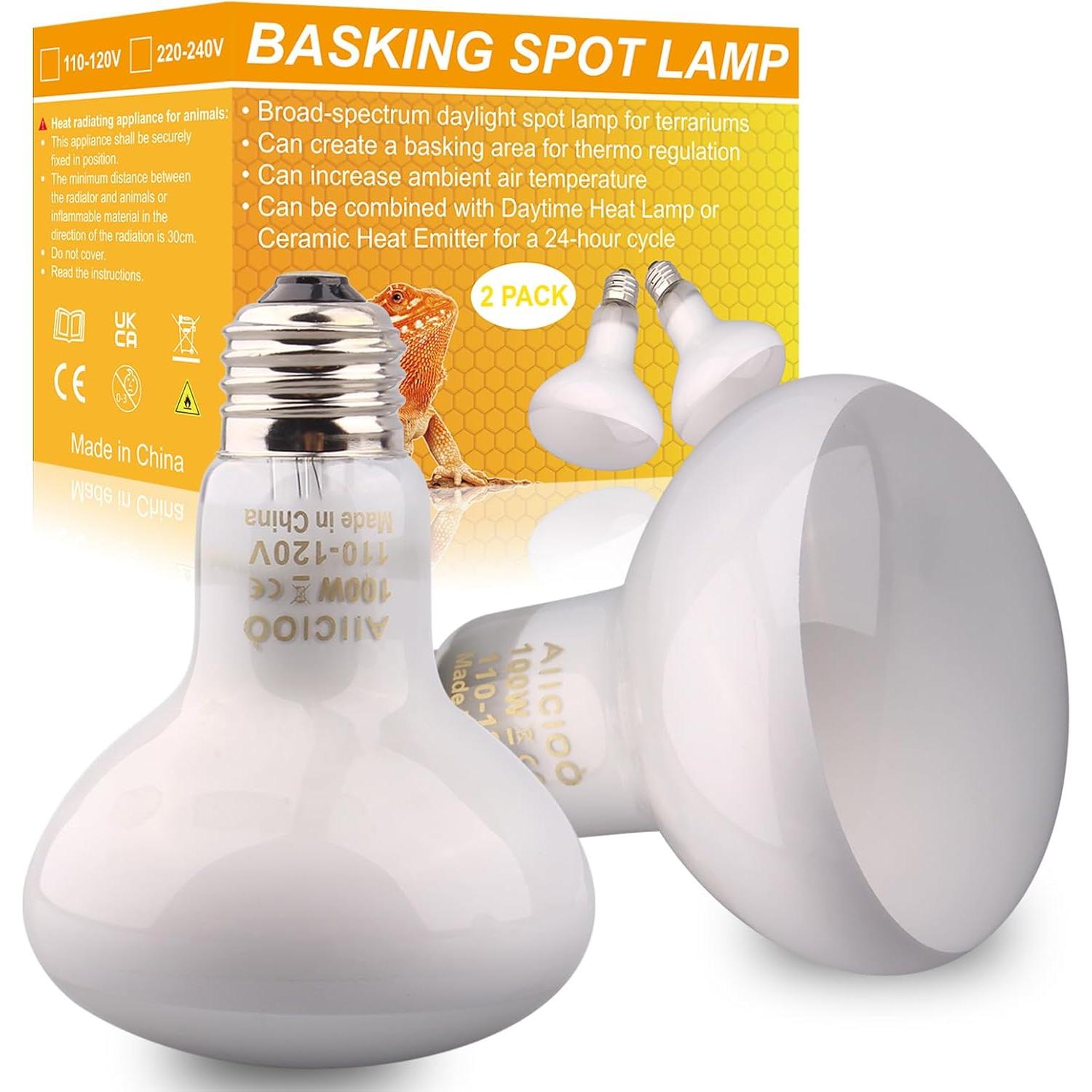 Bombilla de Calor para Reptiles AIICIOO 100W UVA Luz Diurna