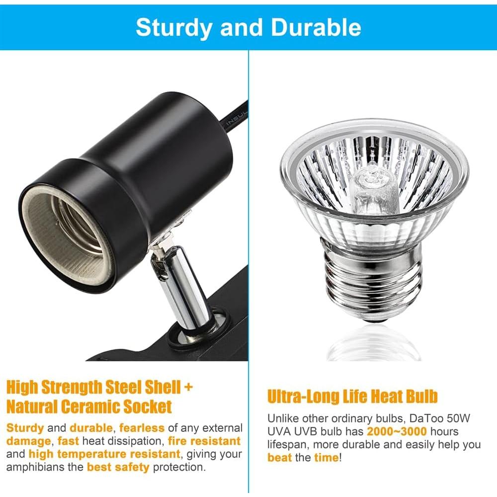 Lámpara de Calor para Reptiles DaToo 50W UVA UVB Ajustable