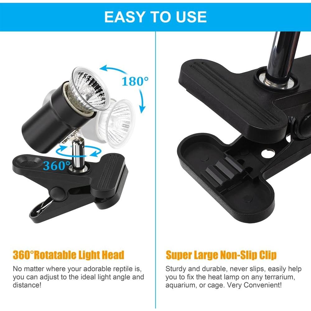 Lámpara de Calor para Reptiles DaToo 50W UVA UVB Ajustable