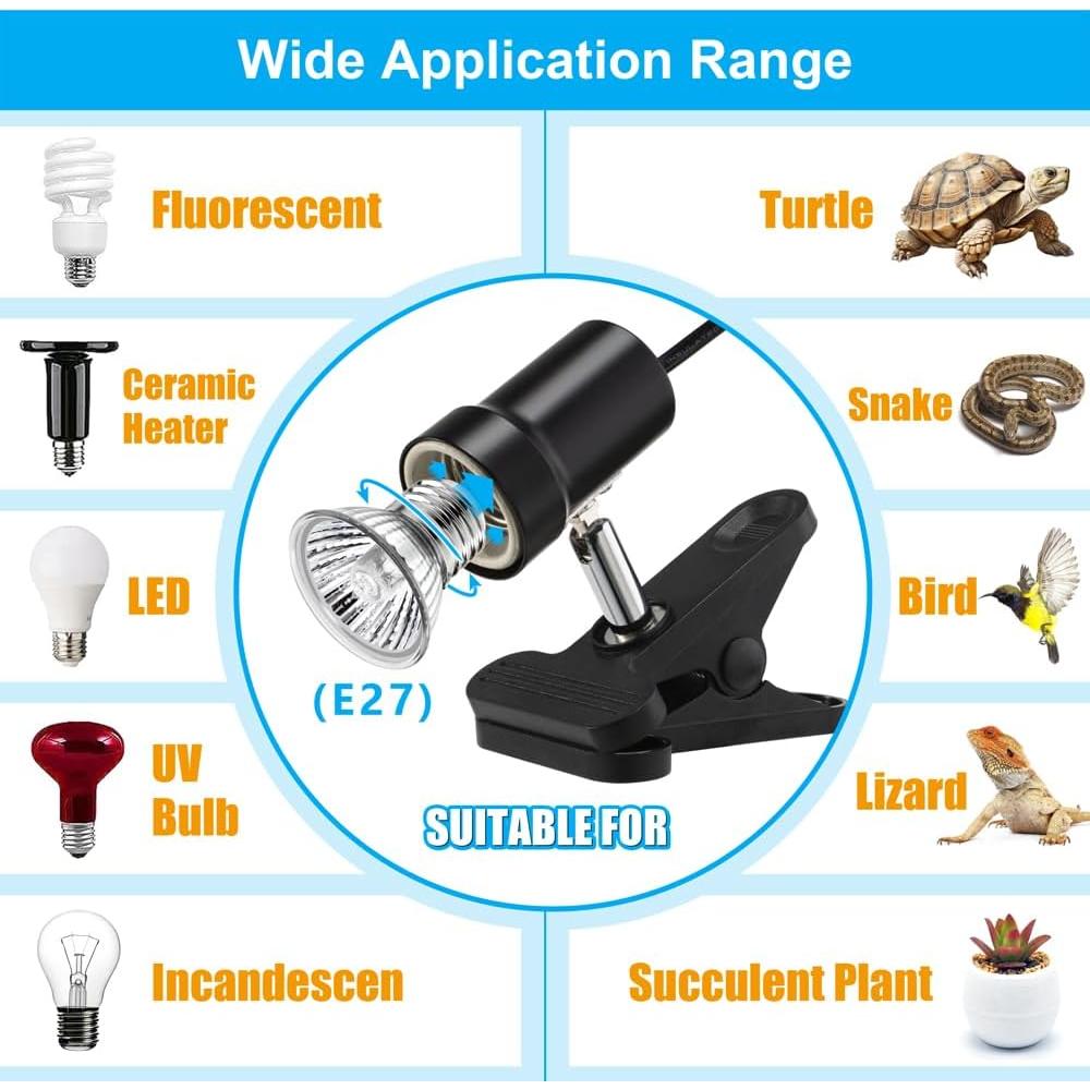 Lámpara de Calor para Reptiles DaToo 50W UVA UVB Ajustable