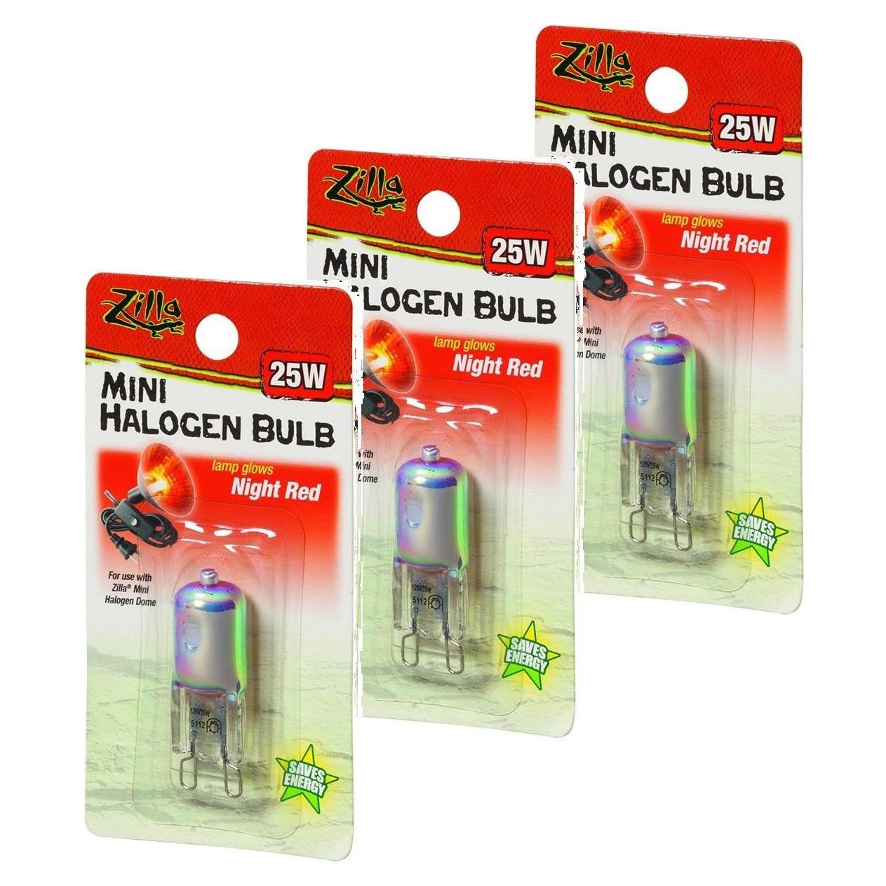 Lámpara Halógena Mini Zilla 25W Rojo Nocturno - Paquete de 3