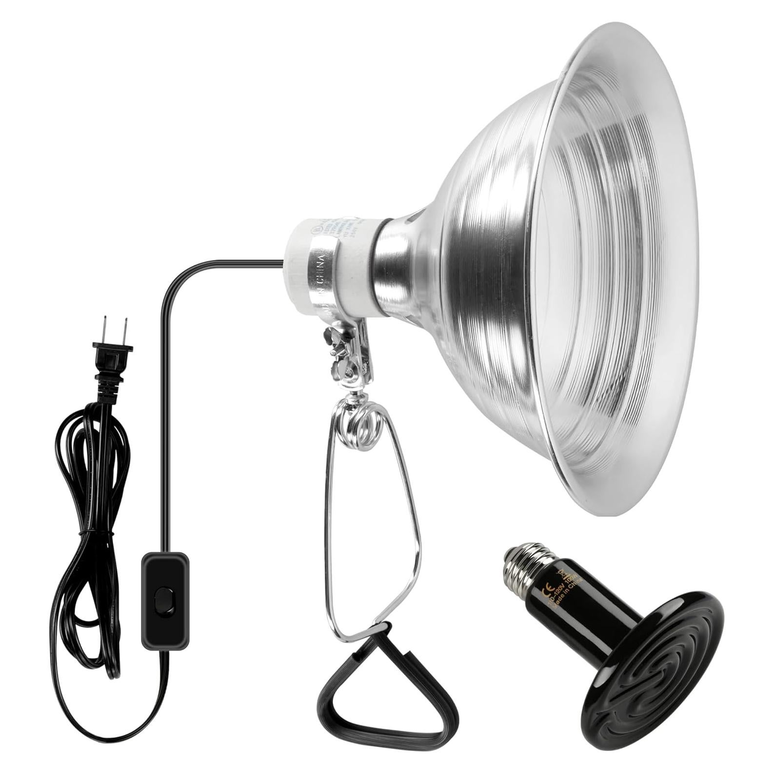 Lámpara de Calor Cerámica Simple Deluxe 100W + Luz Abrazadera 150W