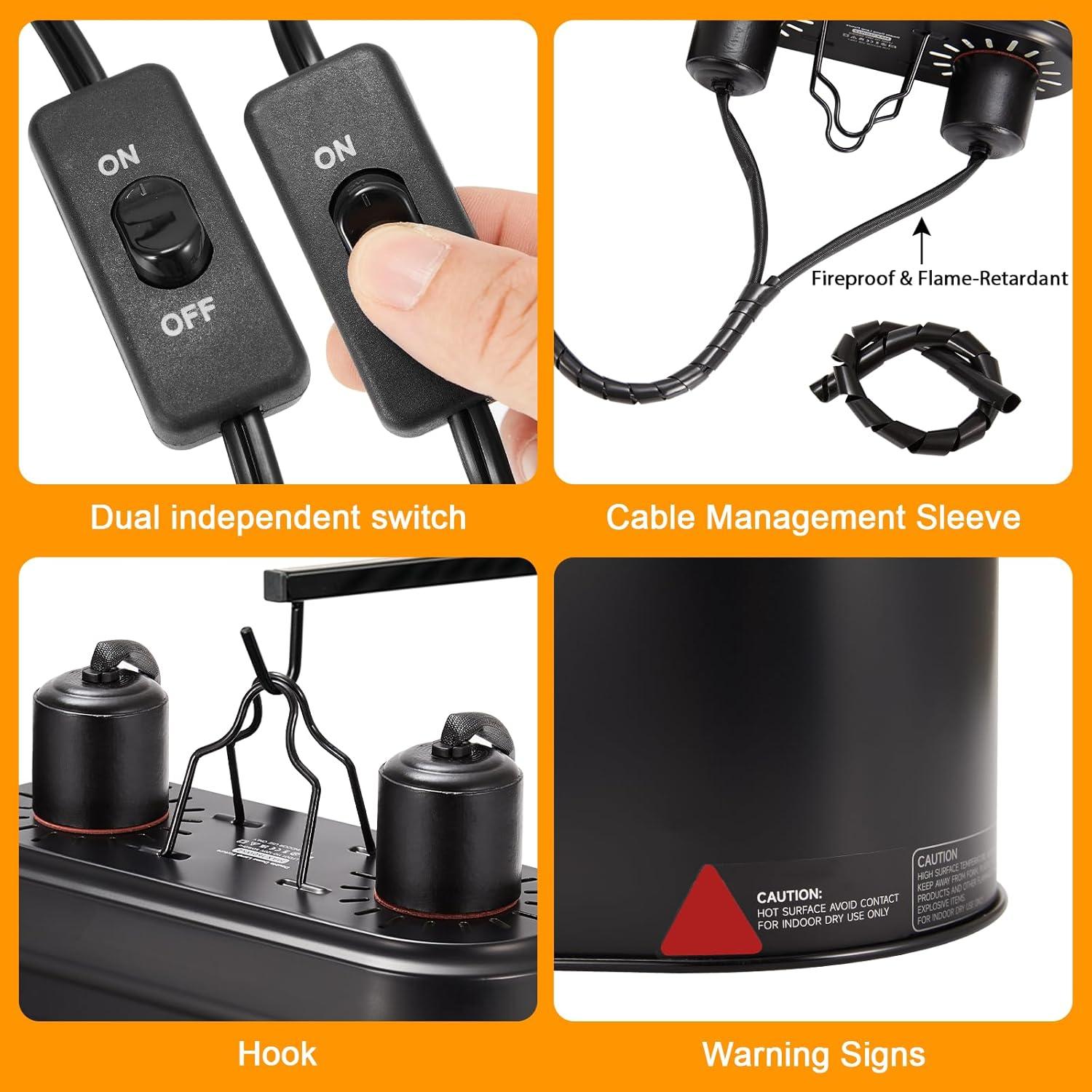 Fijación Doble de Luz UVB para Reptiles REPTITRIP 160W