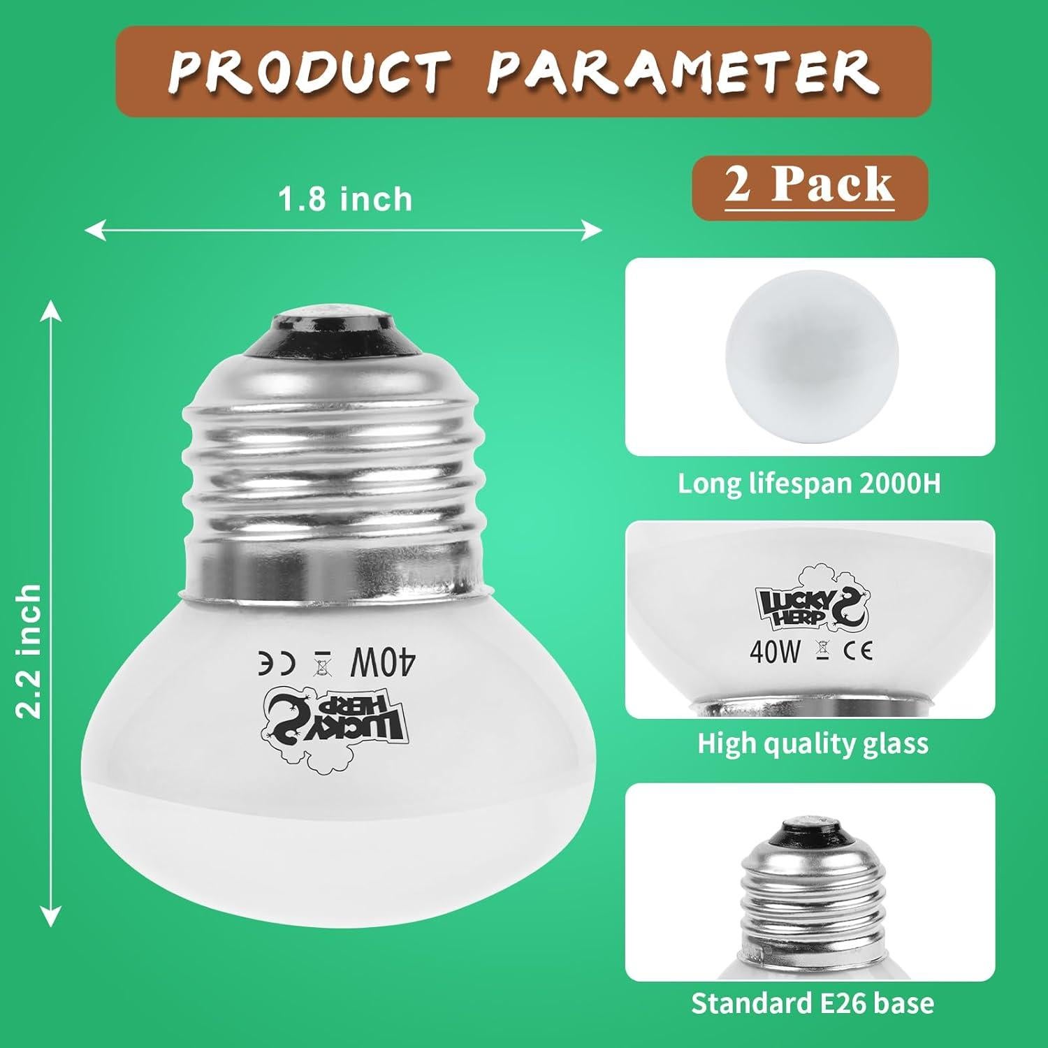 LUCKY HERP Lámpara de Calor 40W para Reptiles - Luz Solar
