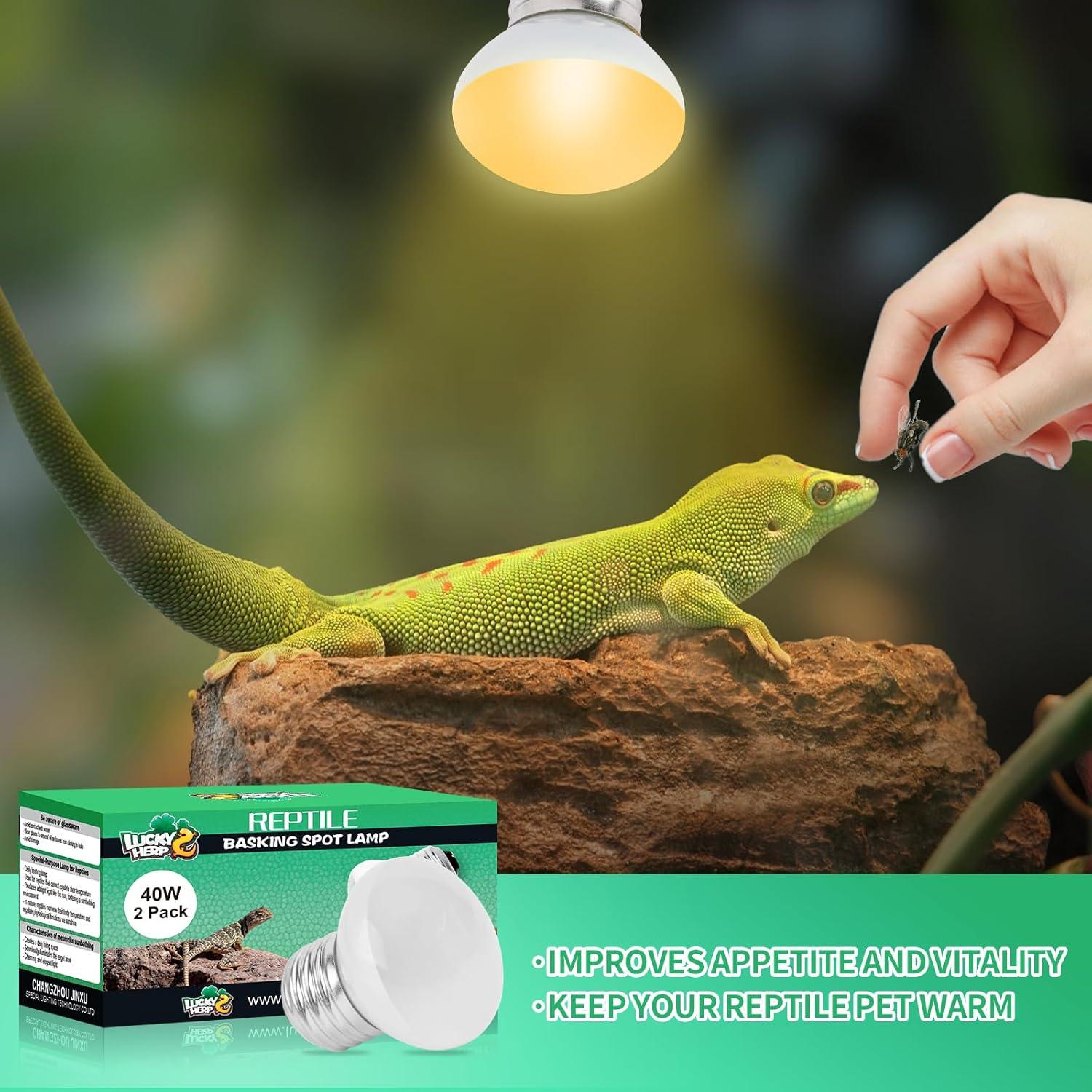 LUCKY HERP Lámpara de Calor 40W para Reptiles - Luz Solar