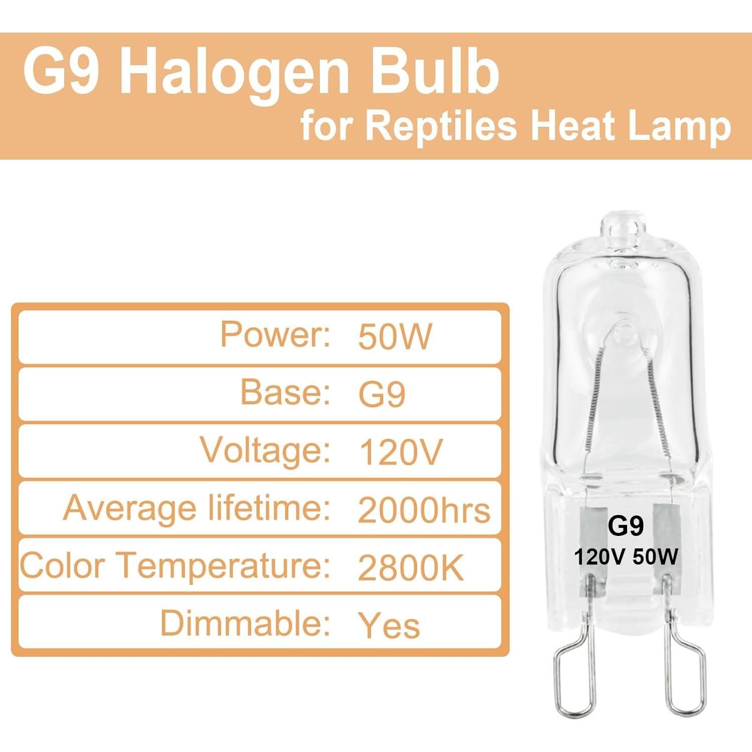 Bombillas de Calor G9 Halógenas 50W para Reptiles - Paquete de 2