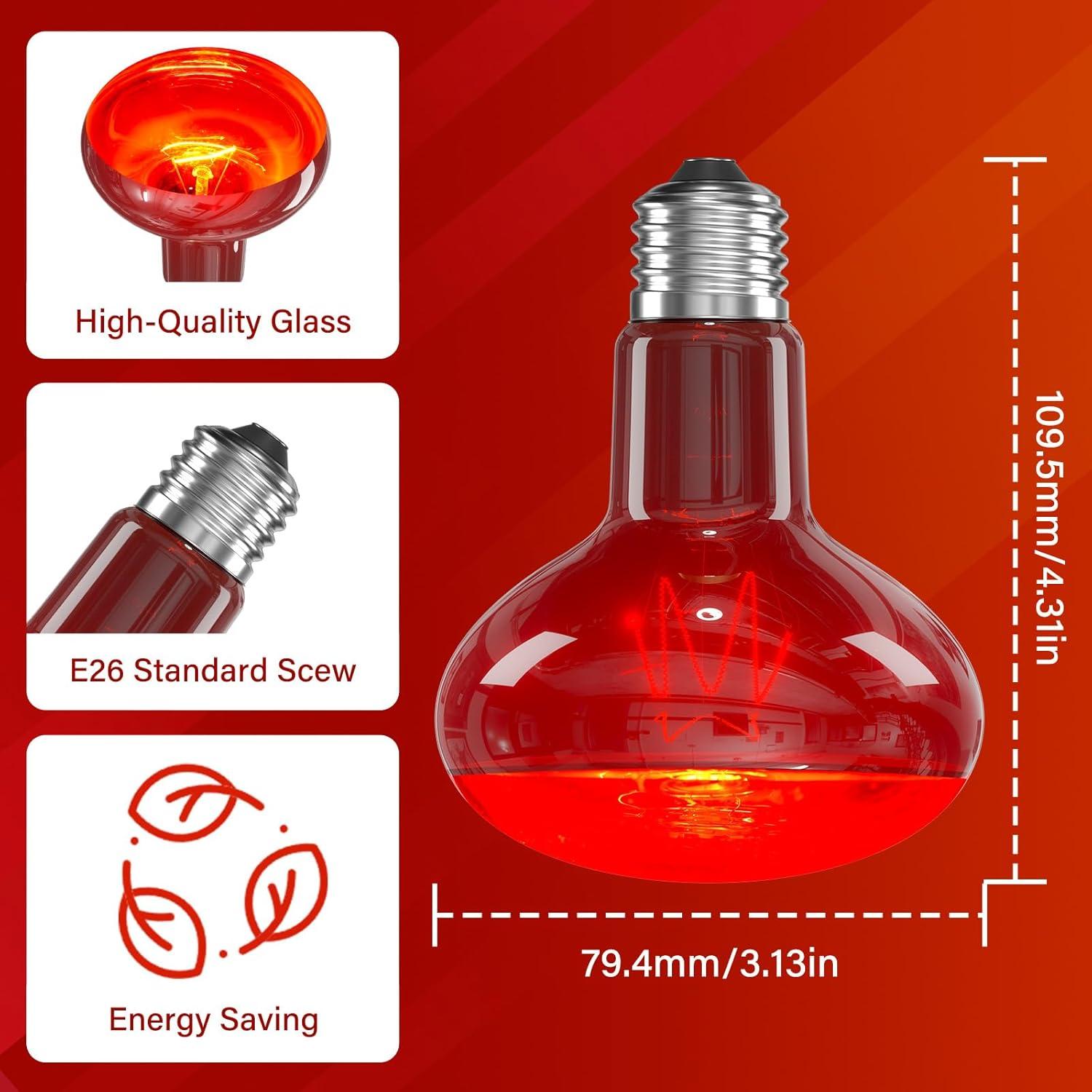 Bombilla de Calor Infrarroja Roja TobeBright 75W para Reptiles