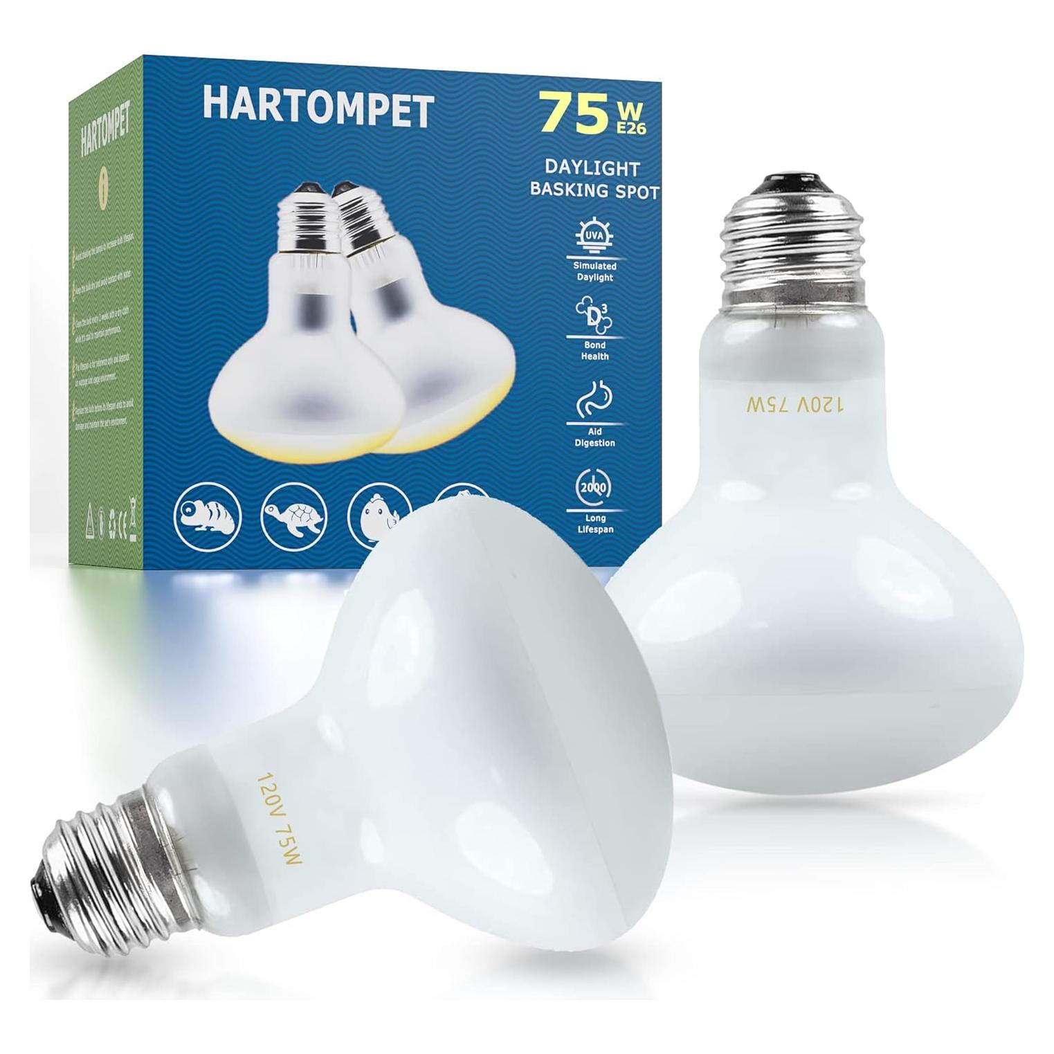 Bombillas de Calor para Reptiles HARTOMPET 75W UVA - Paquete de 2