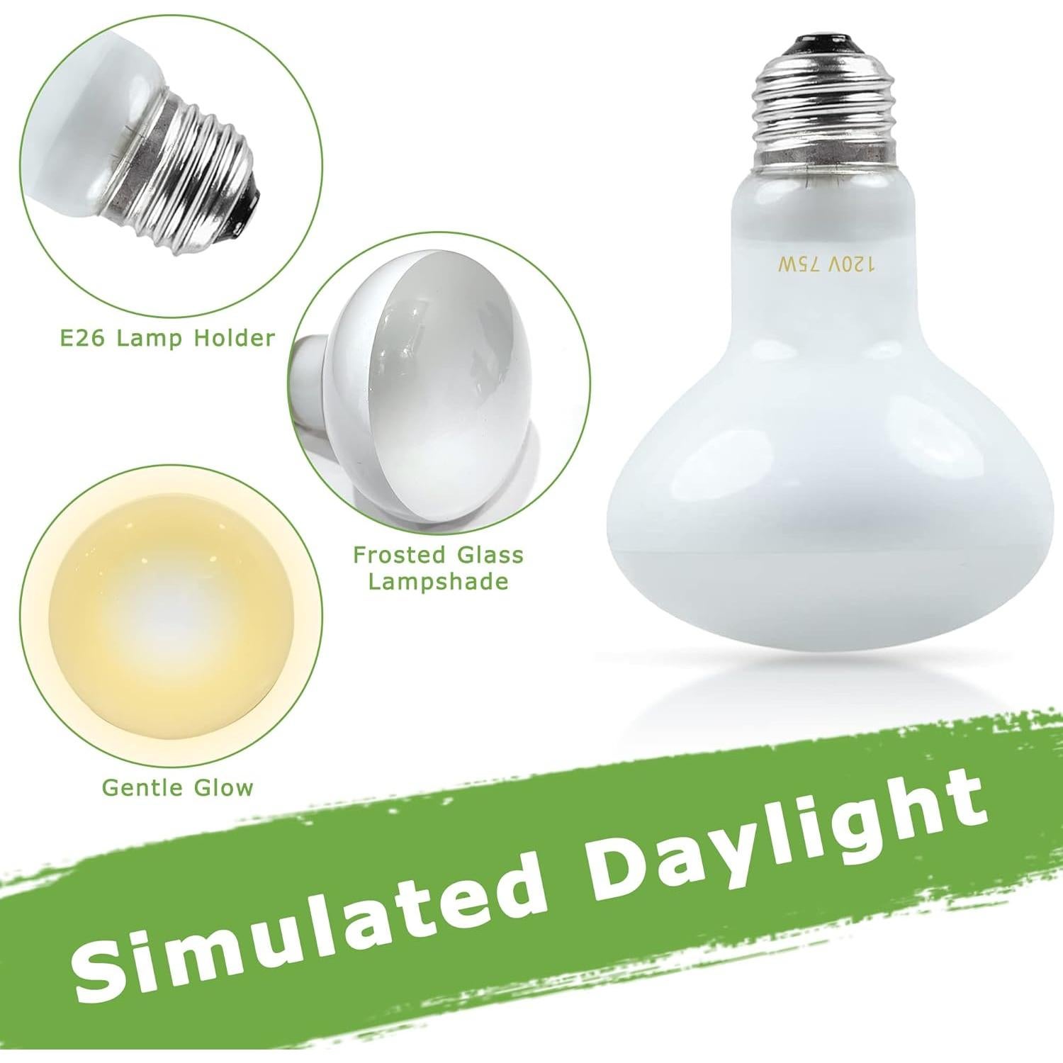 Bombillas de Calor para Reptiles HARTOMPET 75W UVA - Paquete de 2