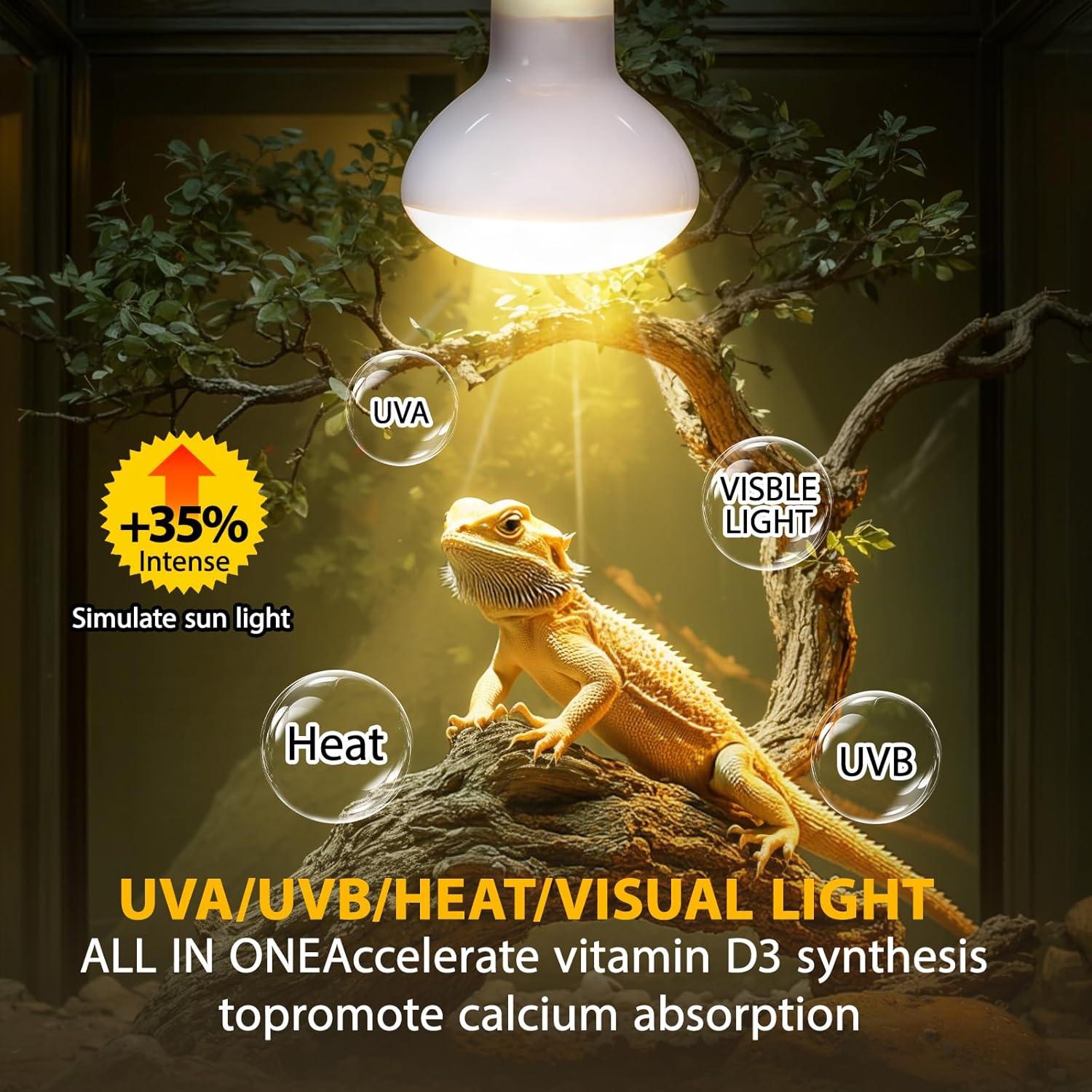 Lámpara de Calor para Reptiles TRIGRAND 100W UVA UVB 4 Pzas