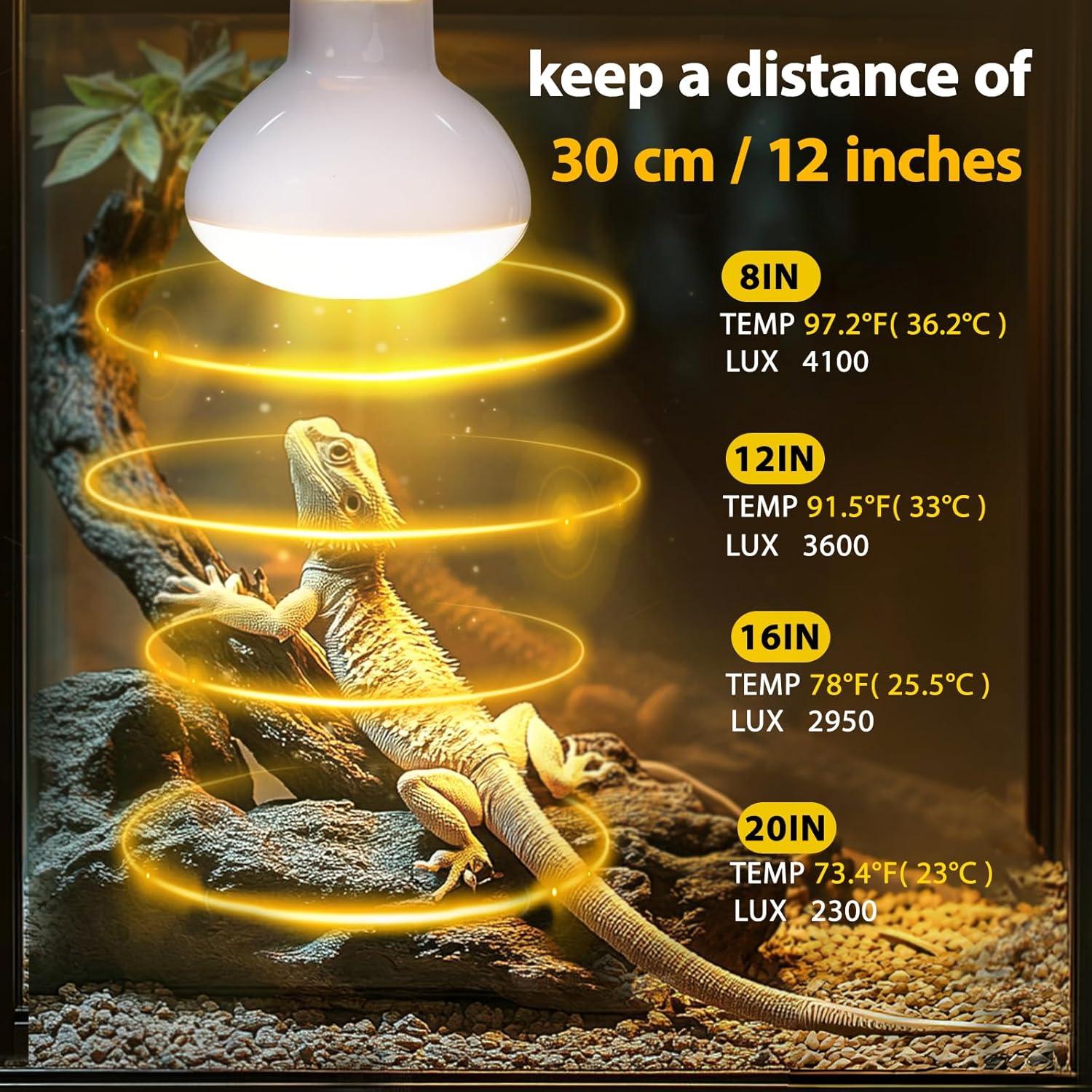 Lámpara de Calor para Reptiles TRIGRAND 100W UVA UVB 4 Pzas