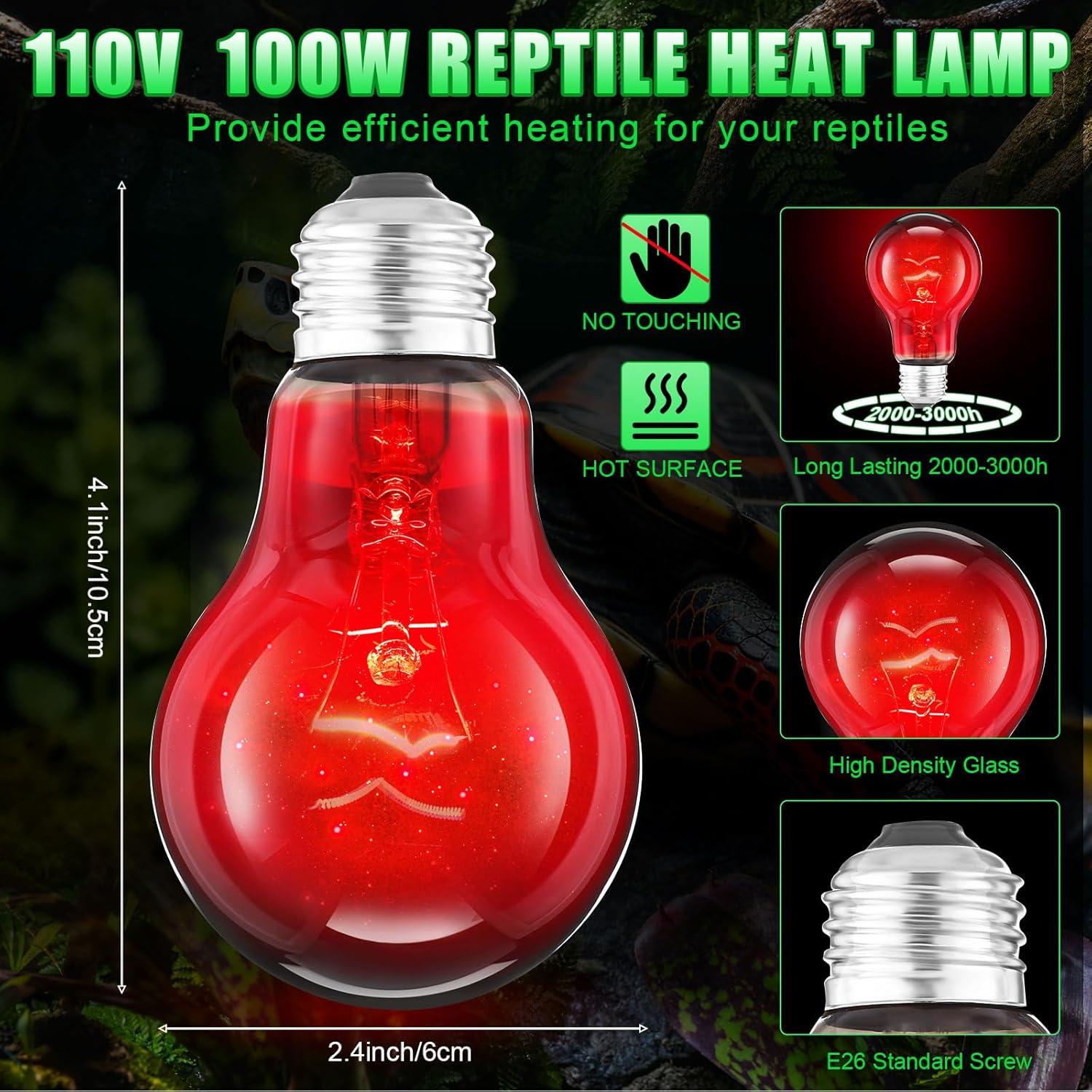 8 Bombillas de Calor Infrarrojo 100W Kittmip para Reptiles