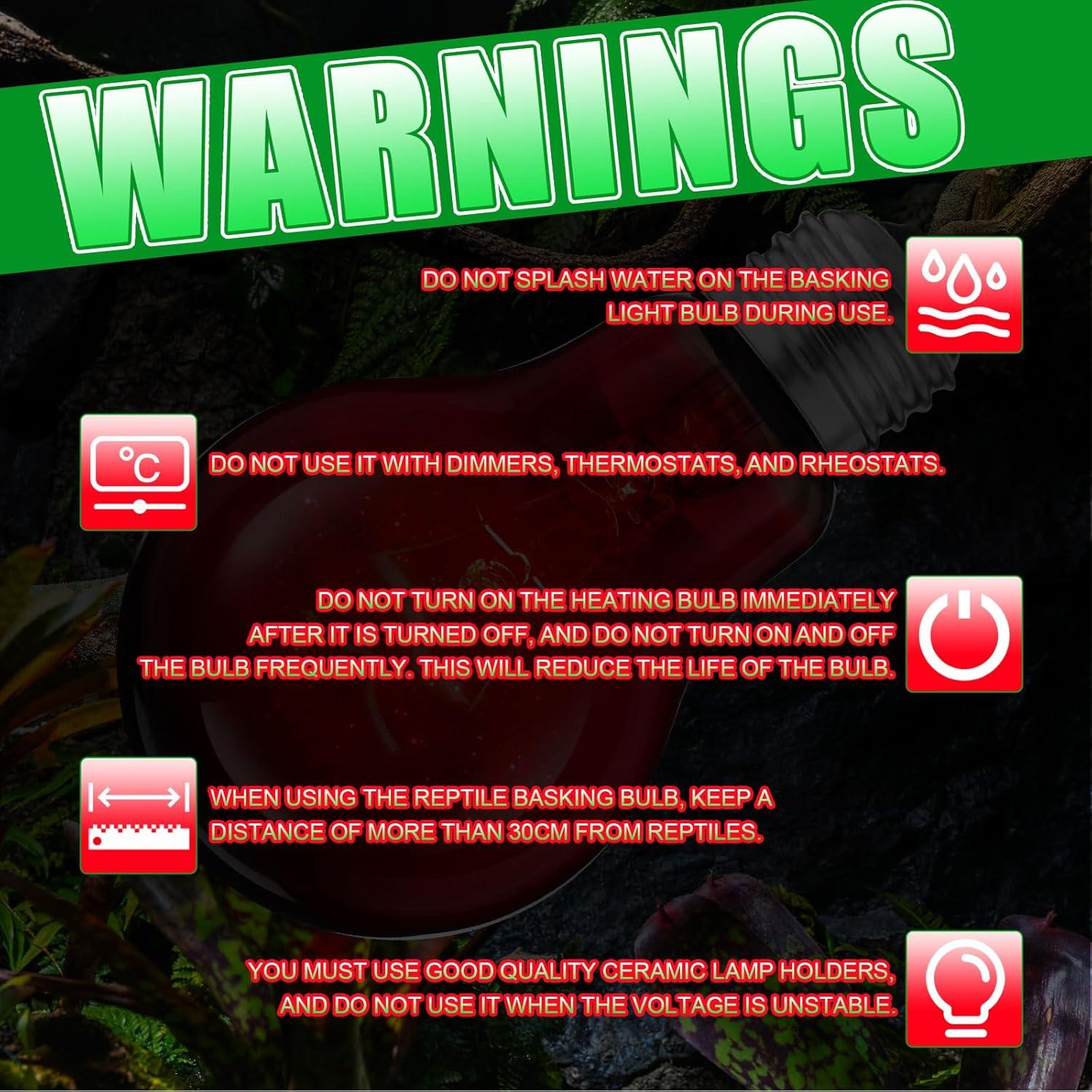 8 Bombillas de Calor Infrarrojo 100W Kittmip para Reptiles