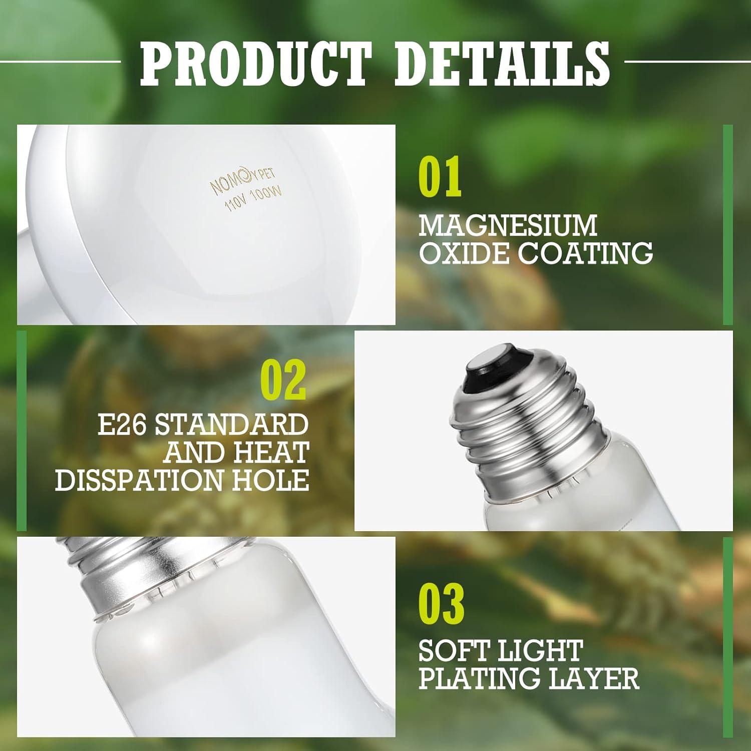 Tarpop Bombillas de Calor UVA para Reptiles 100W - 8 Pcs