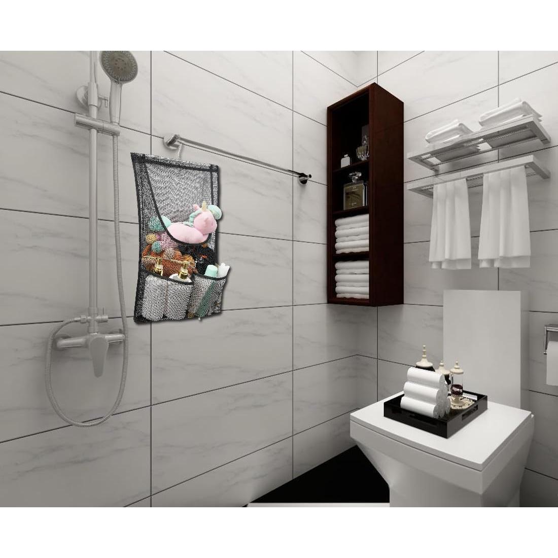 Organizador de Juguetes de Ducha Jelier Malla Colgante Negro