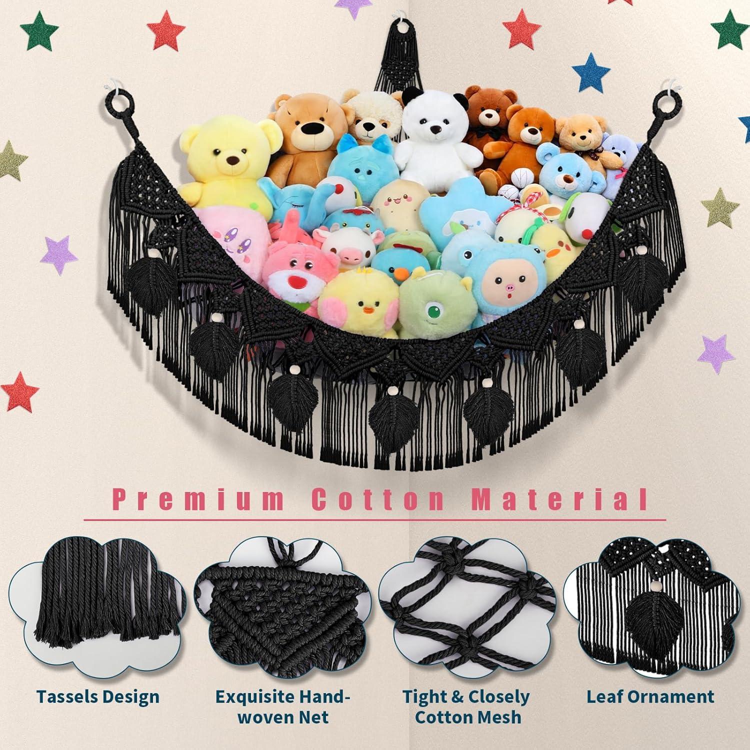 Hamaca de Almacenamiento de Peluches iHansee 56" Negra con Luces