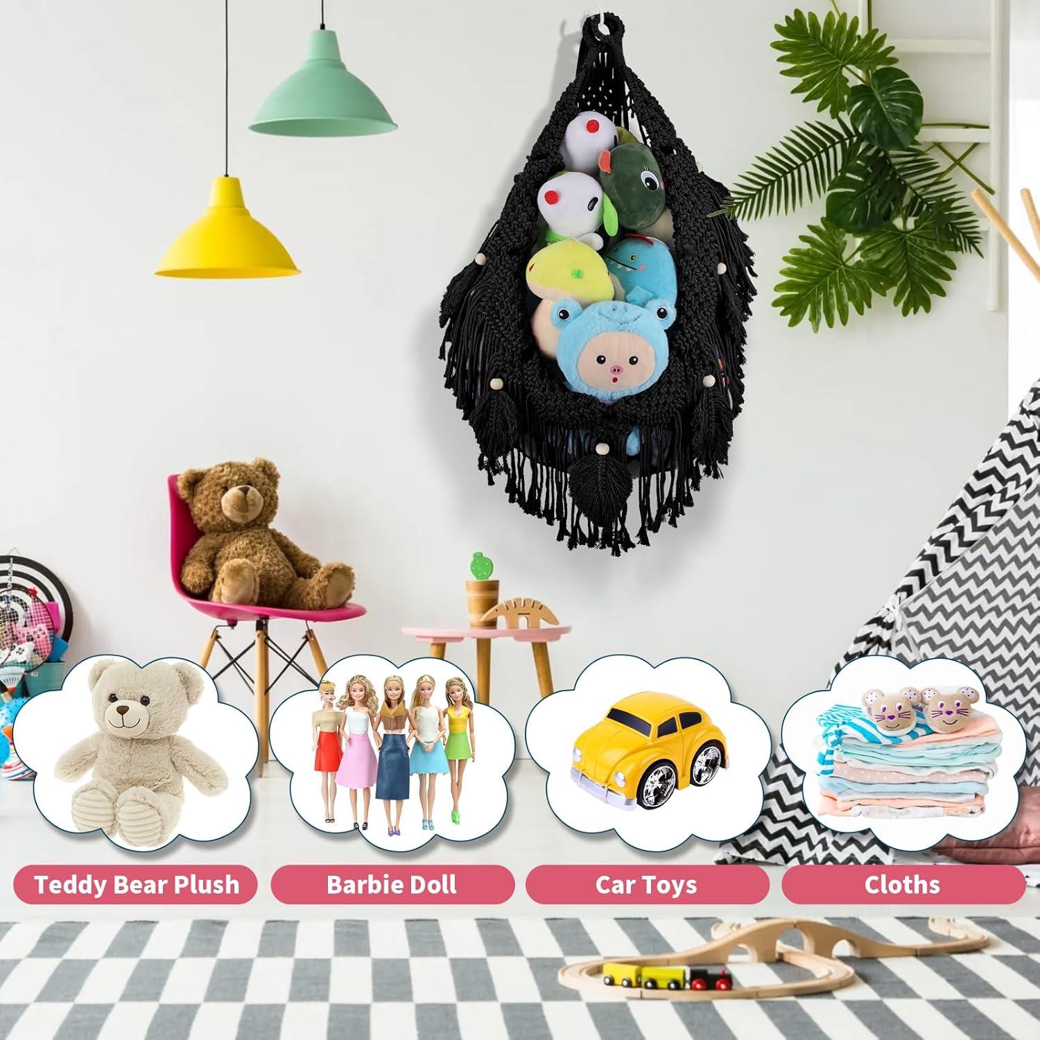 Hamaca de Almacenamiento de Peluches iHansee 56" Negra con Luces