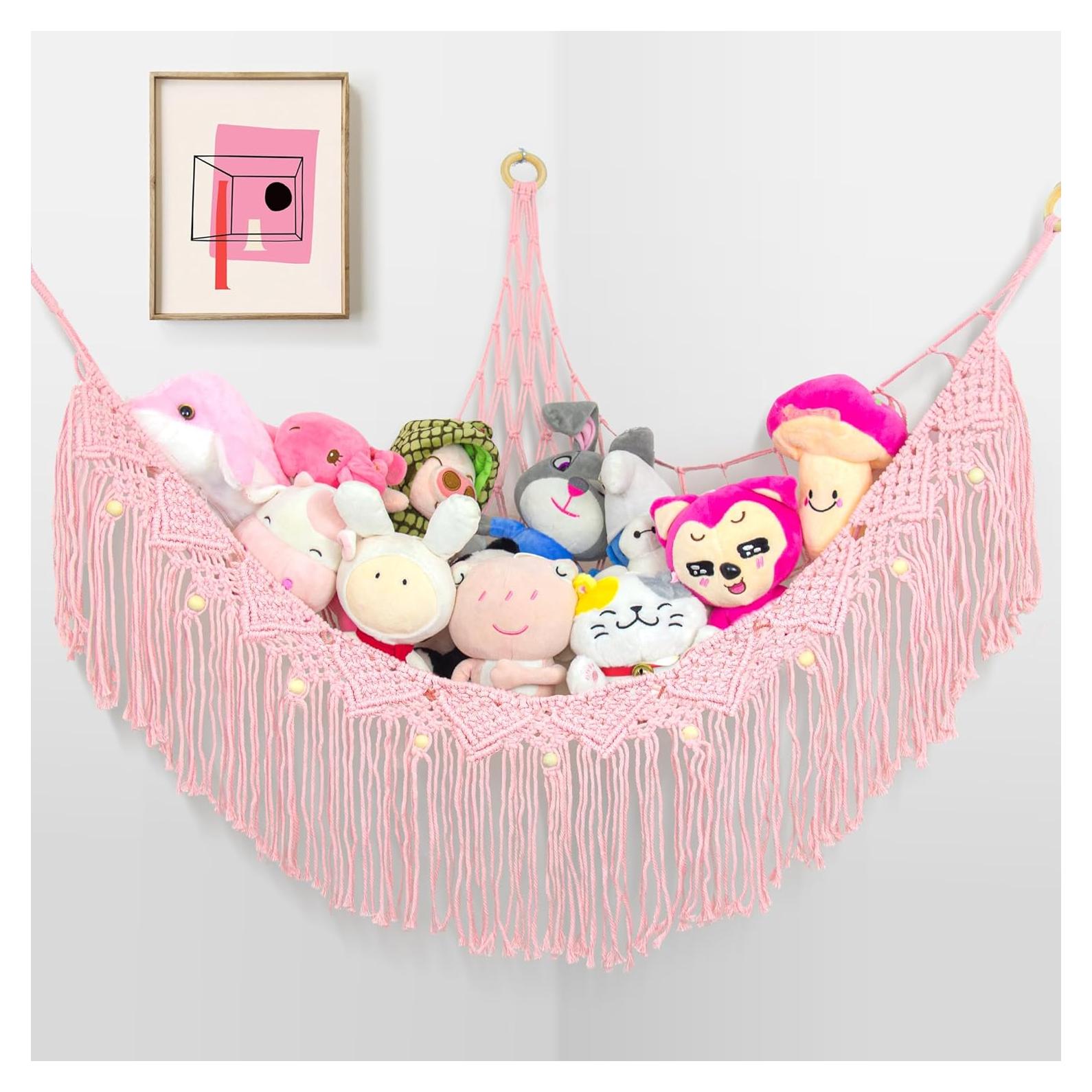 Hamaca Grande FLOCNOKY Rosa para Almacenamiento de Peluches