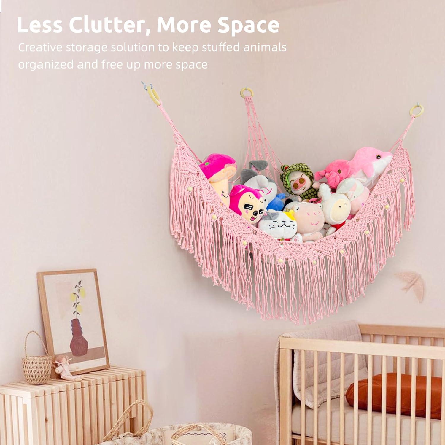 Hamaca Grande FLOCNOKY Rosa para Almacenamiento de Peluches