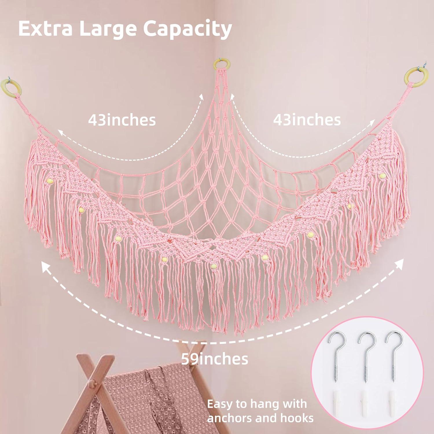 Hamaca Grande FLOCNOKY Rosa para Almacenamiento de Peluches