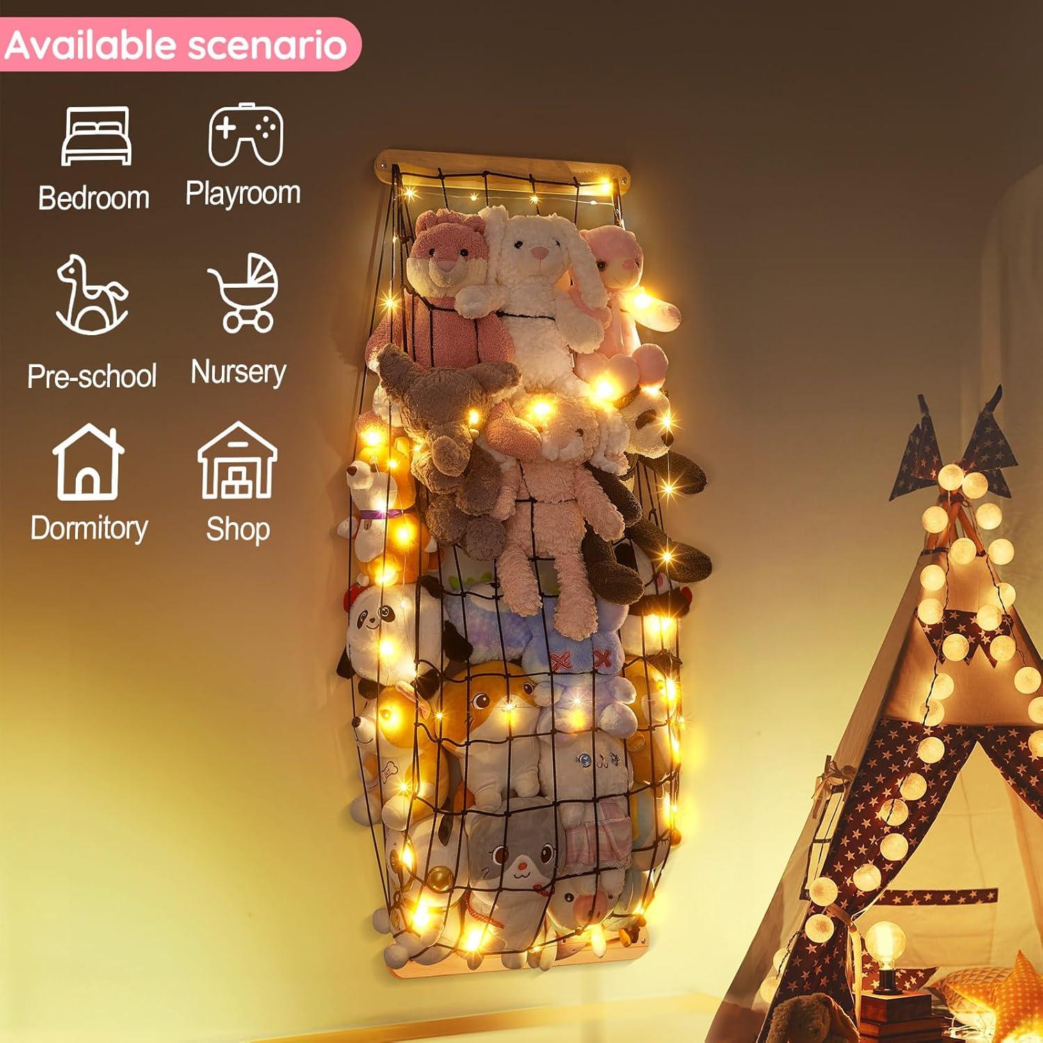 Organizador de Juguetes de Peluche Unicornio - Hamaca LED