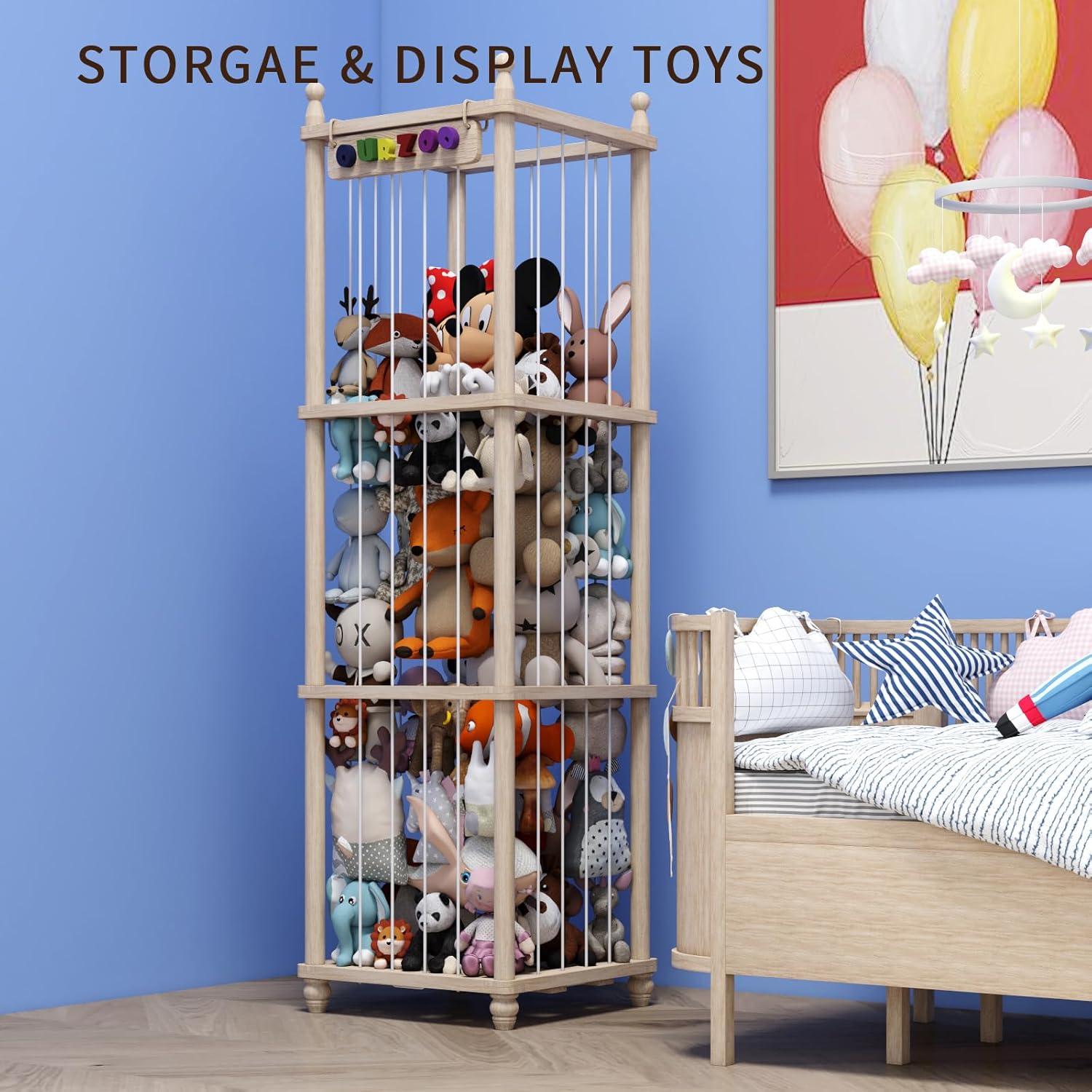 Organizador de Almacenamiento de Peluches Tdymzdw XL Madera Natural