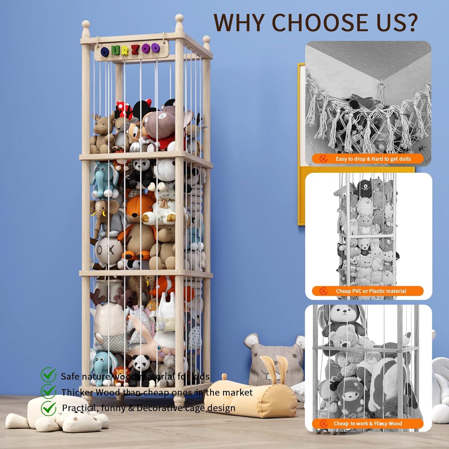 Organizador de Almacenamiento de Peluches Tdymzdw XL Madera Natural