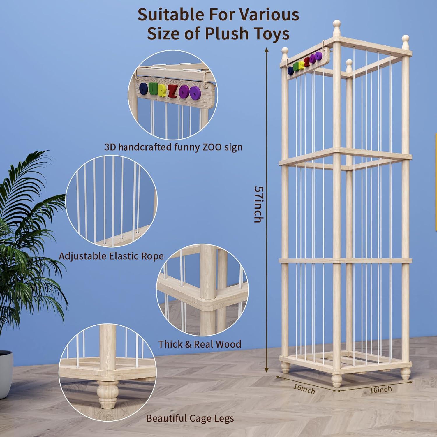 Organizador de Almacenamiento de Peluches Tdymzdw XL Madera Natural