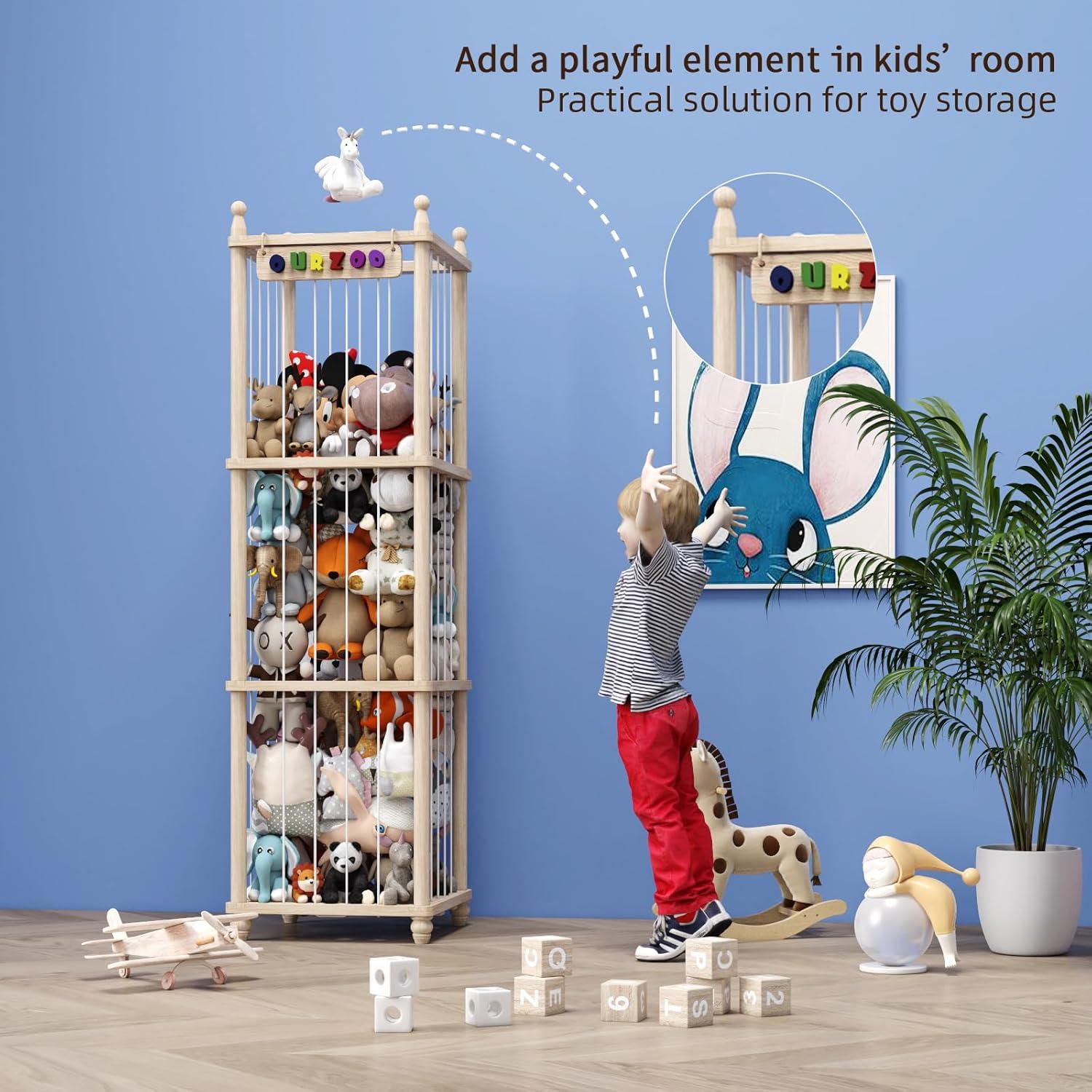 Organizador de Almacenamiento de Peluches Tdymzdw XL Madera Natural