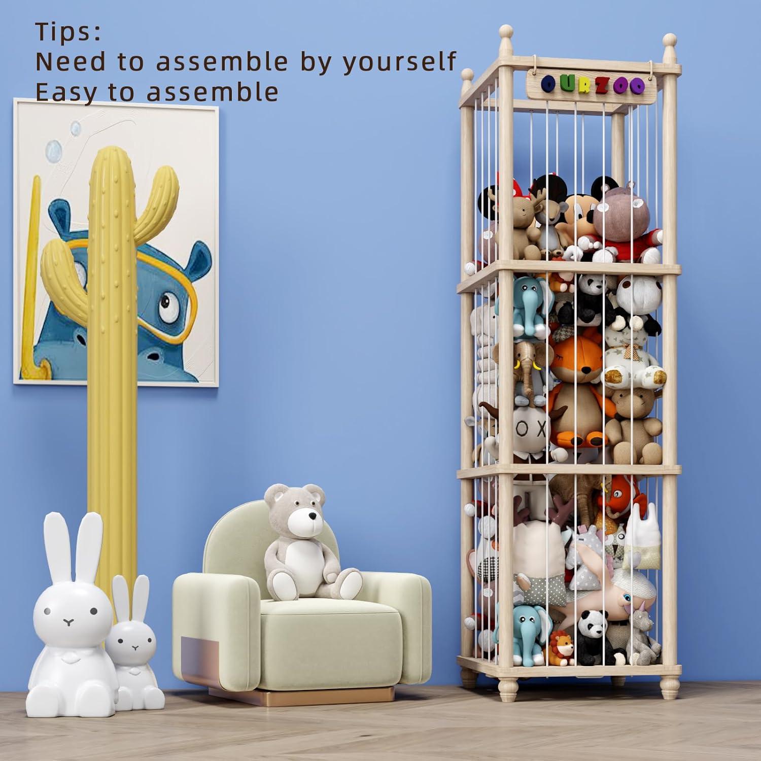 Organizador de Almacenamiento de Peluches Tdymzdw XL Madera Natural