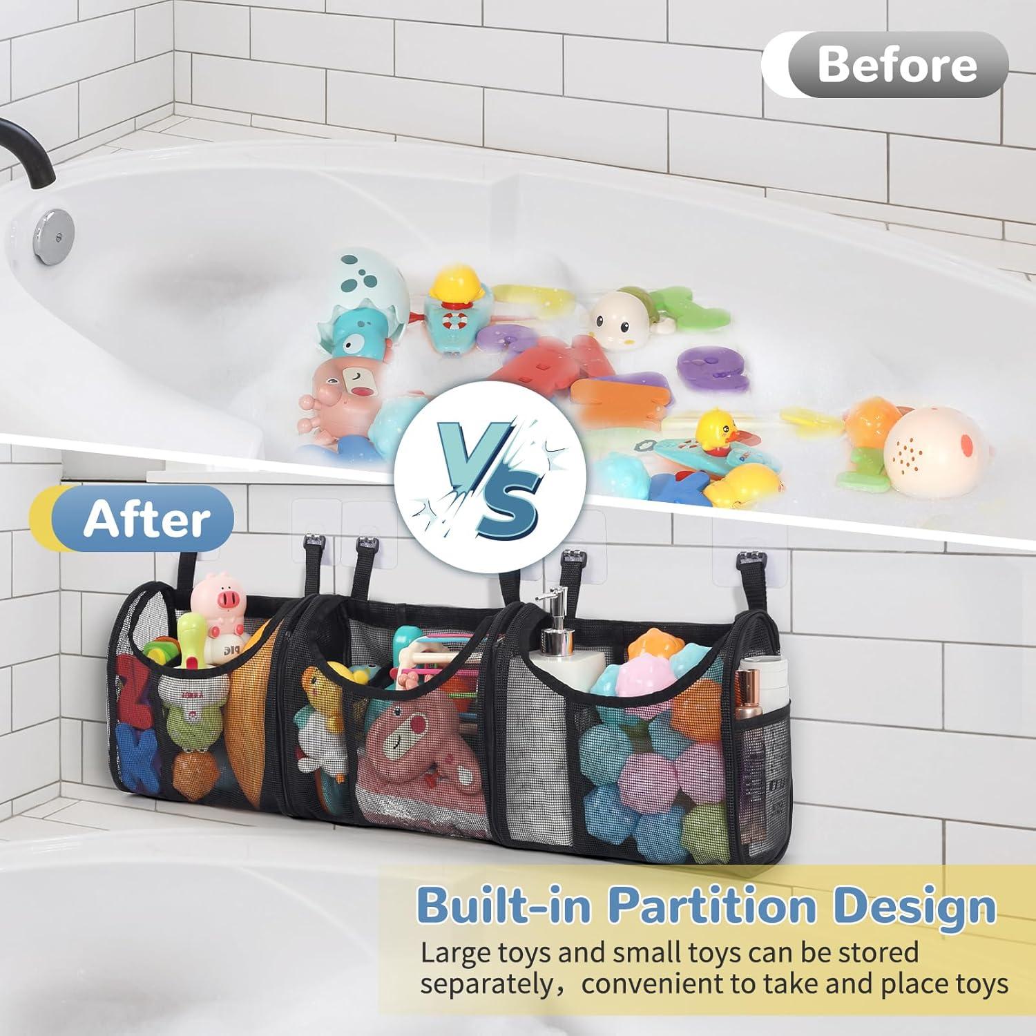 Organizador de Juguetes de Baño DOCMON, 6 Compartimentos, Negro