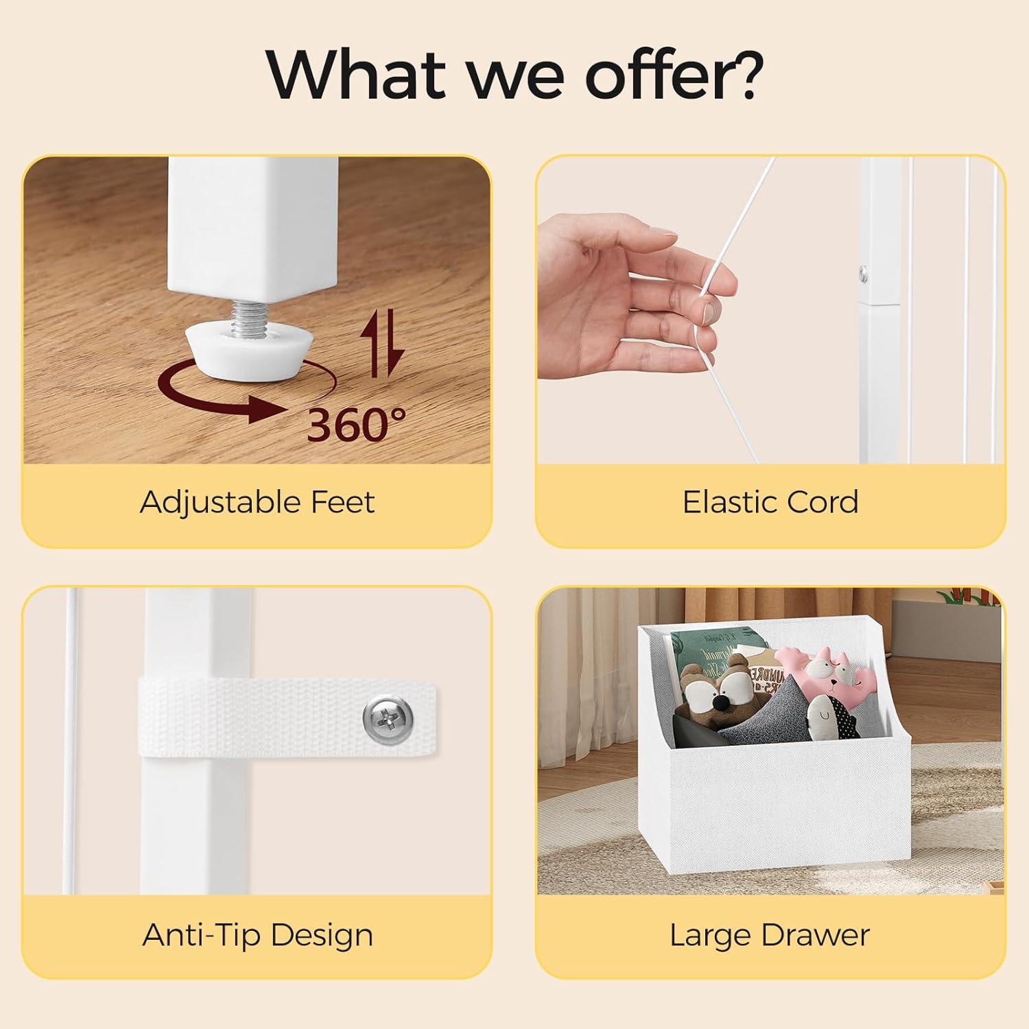 Estantería de Almacenamiento de Juguetes MAHANCRIS Blanca 116.8x30x76.7cm