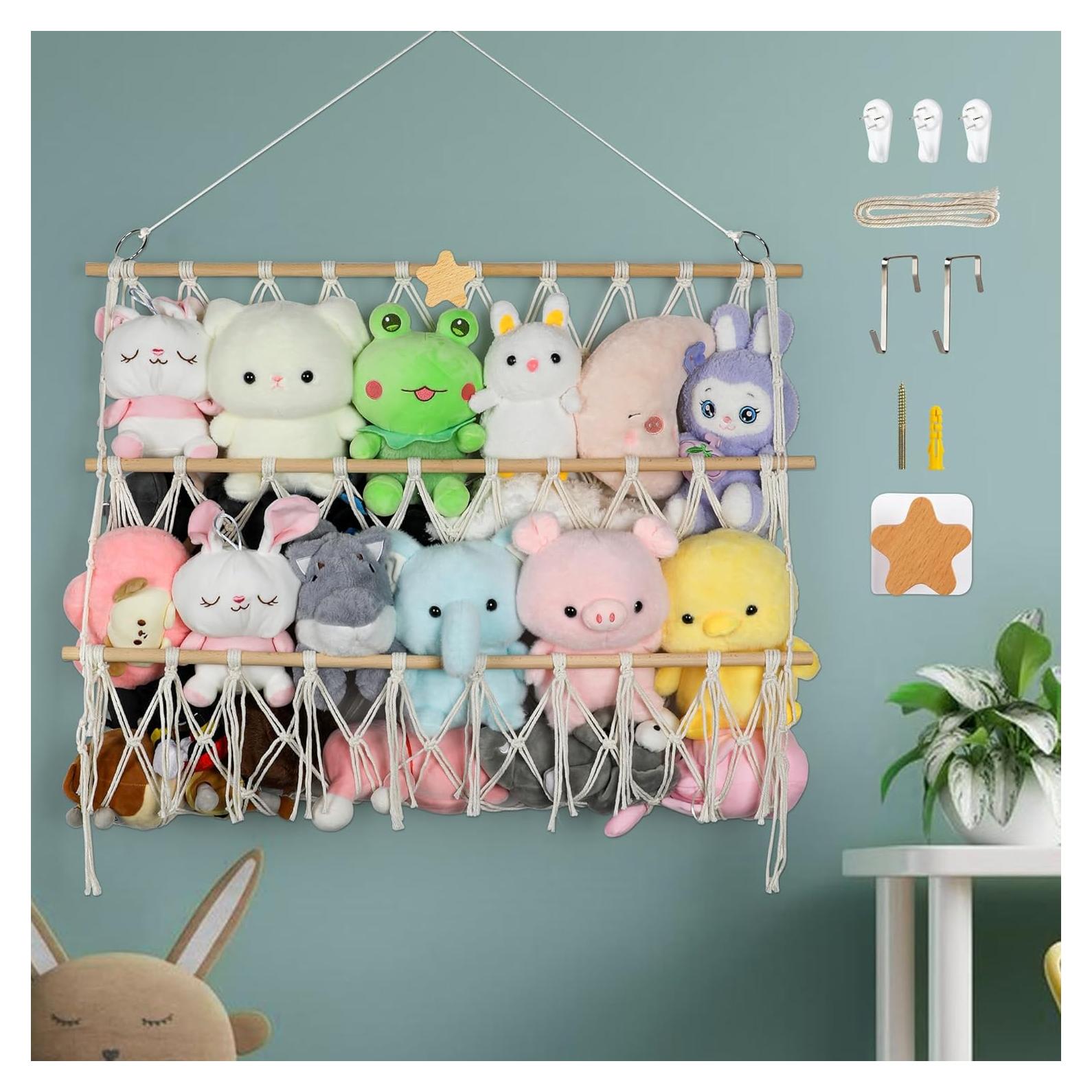 Hamaca de Peluches Estrellado Boho Macrame 76x80cm Ajustable