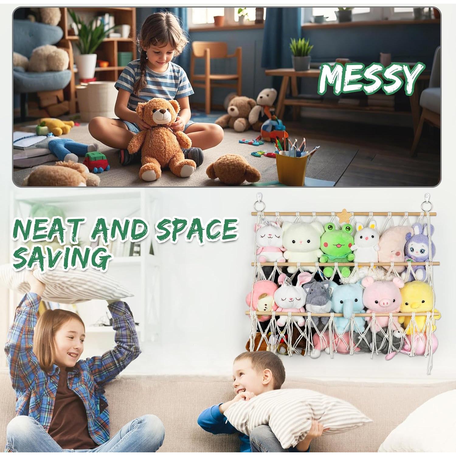 Hamaca de Peluches Estrellado Boho Macrame 76x80cm Ajustable