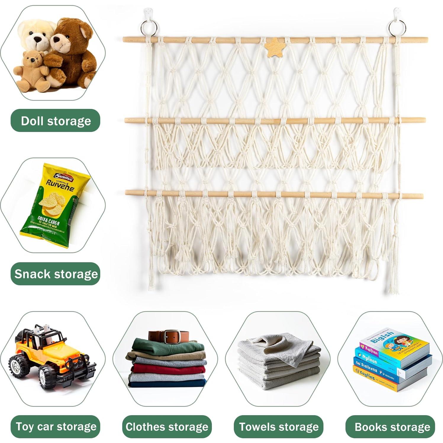 Hamaca de Peluches Estrellado Boho Macrame 76x80cm Ajustable