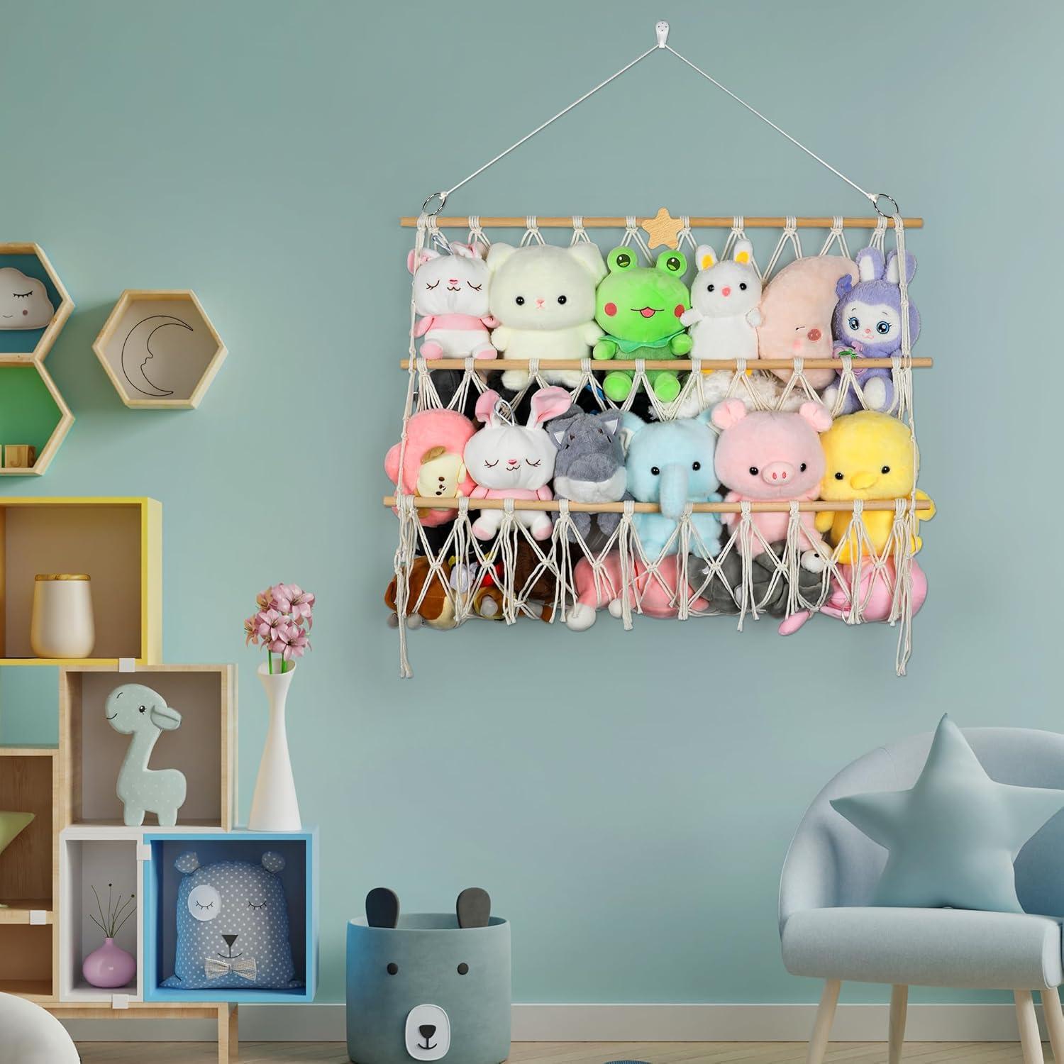 Hamaca de Peluches Estrellado Boho Macrame 76x80cm Ajustable