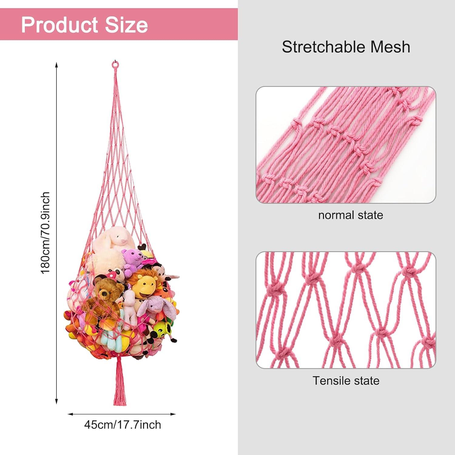 Red de Almacenamiento para Peluches MFBJXC Rosa 180x46 cm