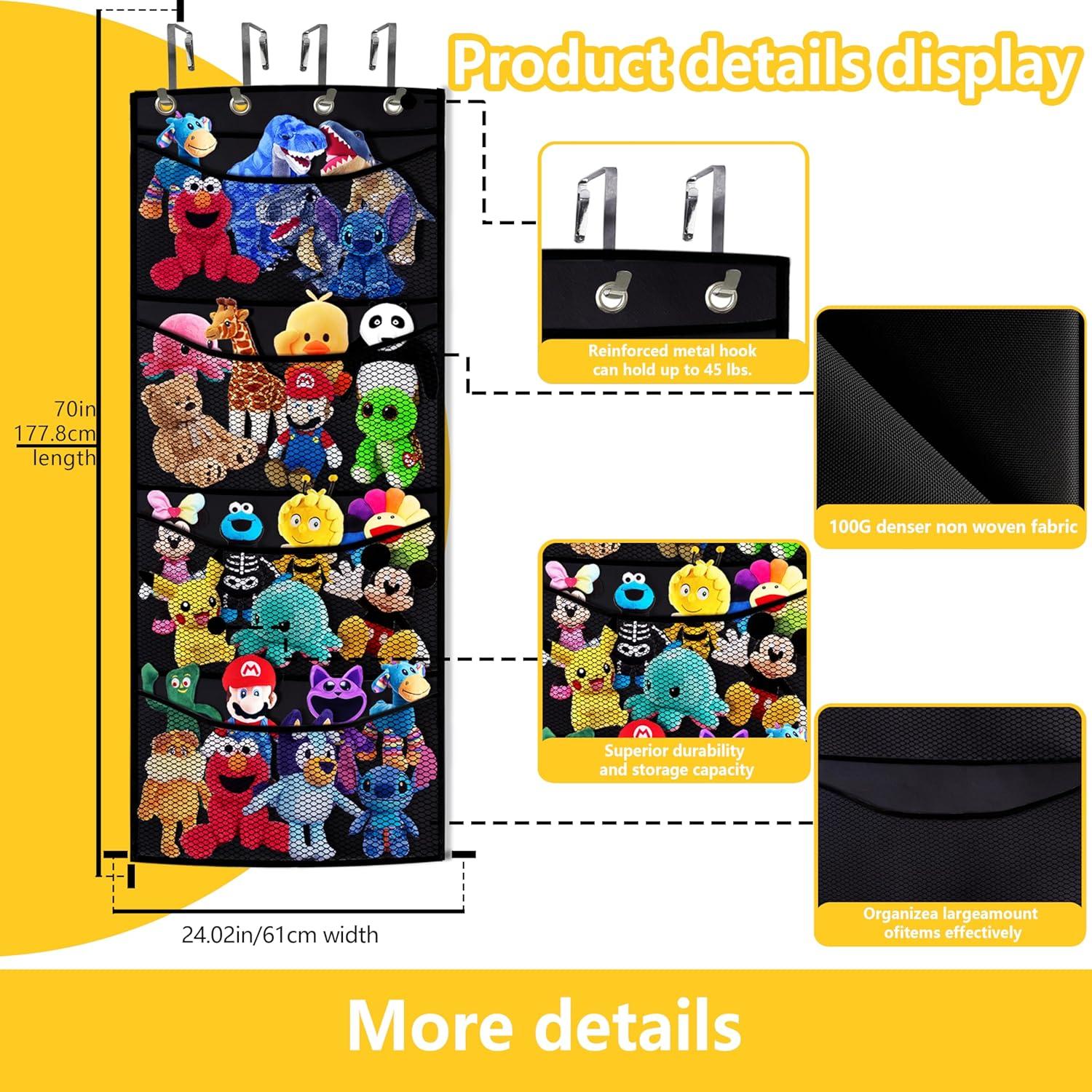 Organizador de Peluches Zebricolo Negro 70x24" Alta Capacidad