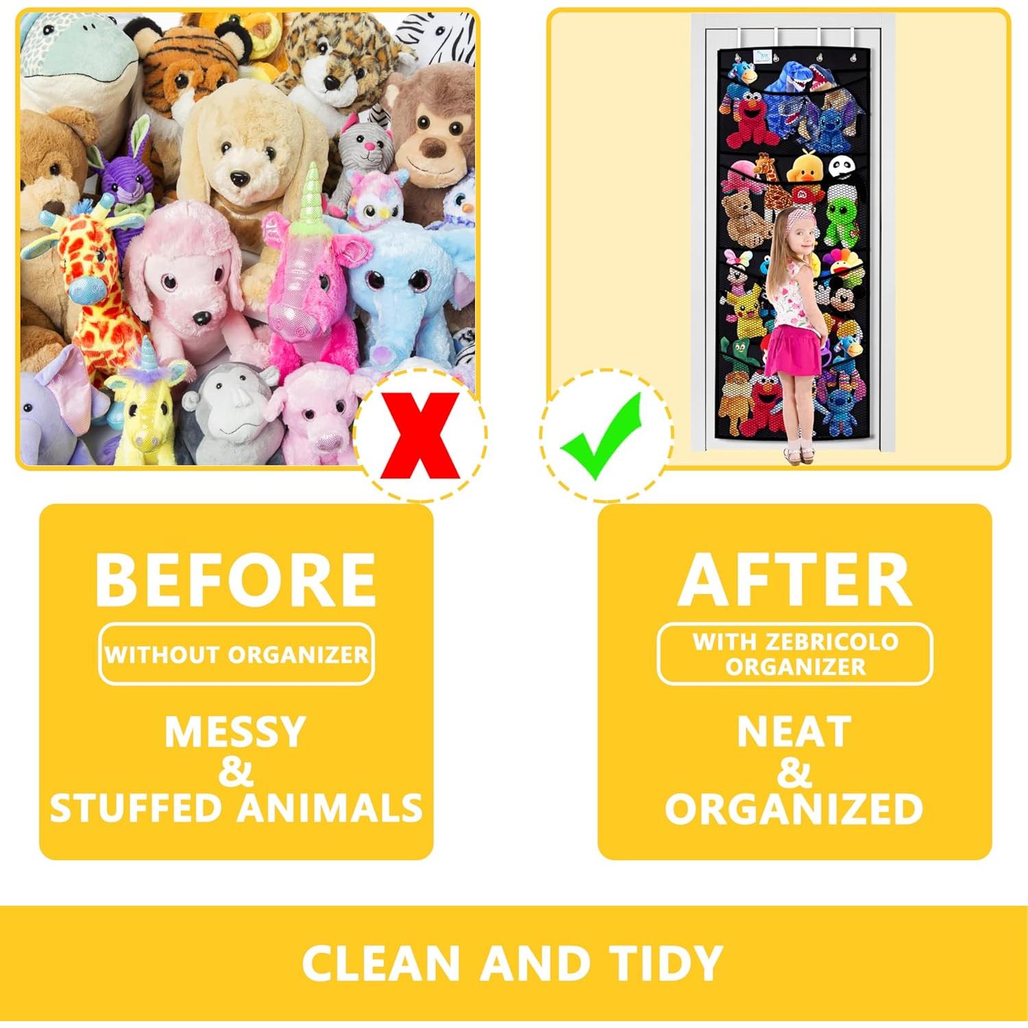 Organizador de Peluches Zebricolo Negro 70x24" Alta Capacidad