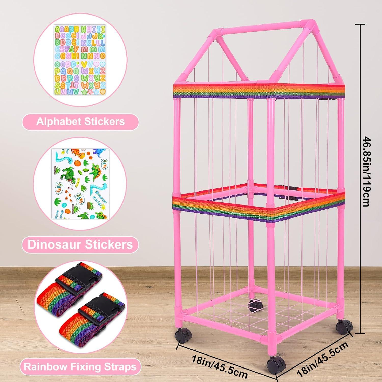 Organizador de Animales de Peluche FIOBEE Rosa con Ruedas