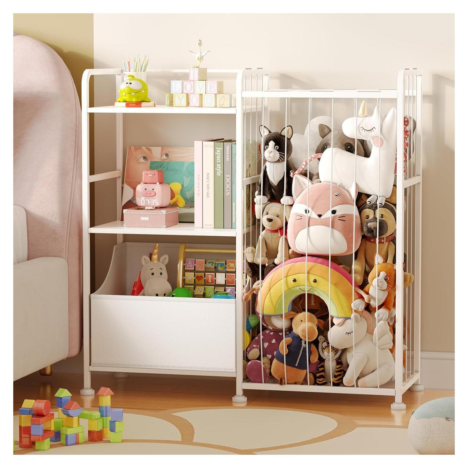 Estantería de Almacenamiento BBLIKE para Animales de Peluche 2 Niveles Blanca