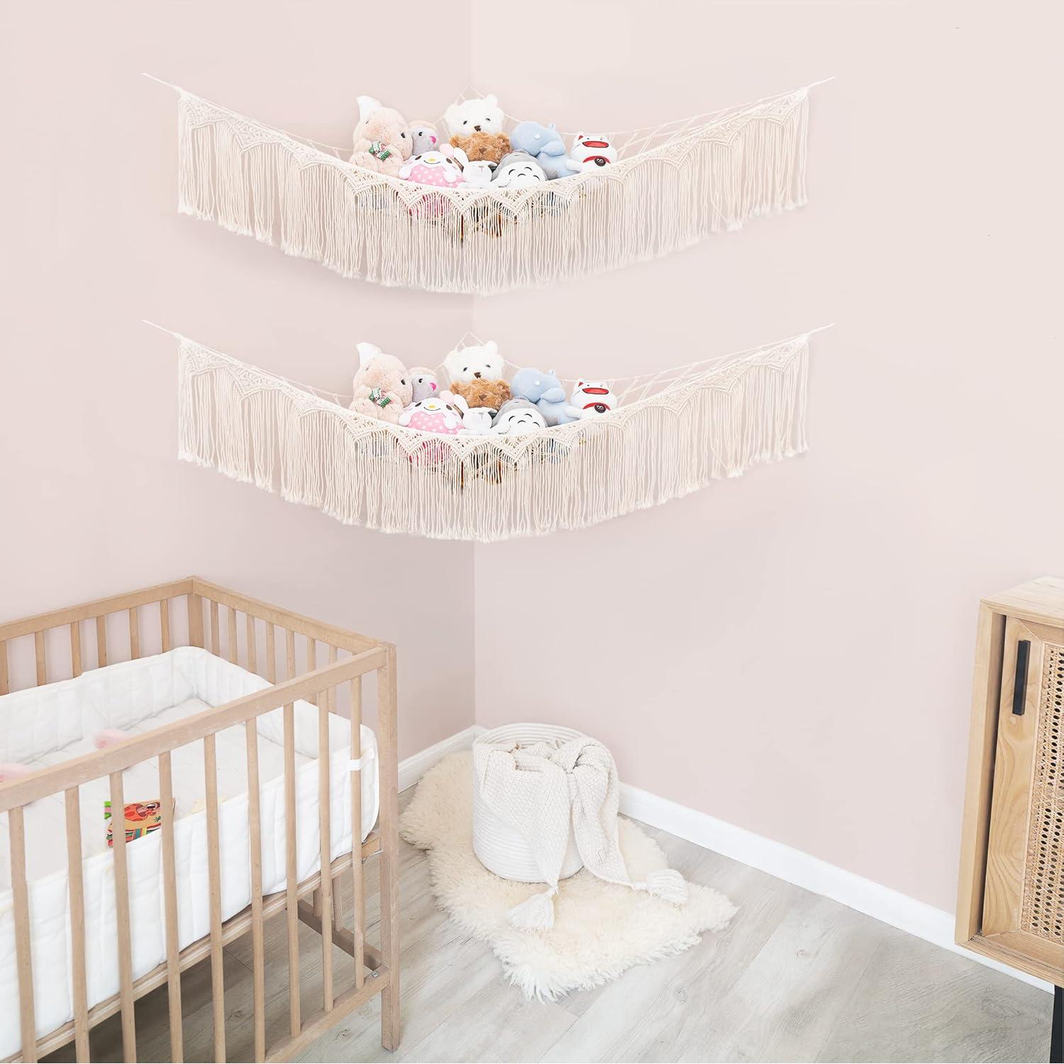 Hamaca de Almacenamiento de Juguetes Mkono 2 Piezas Macramé