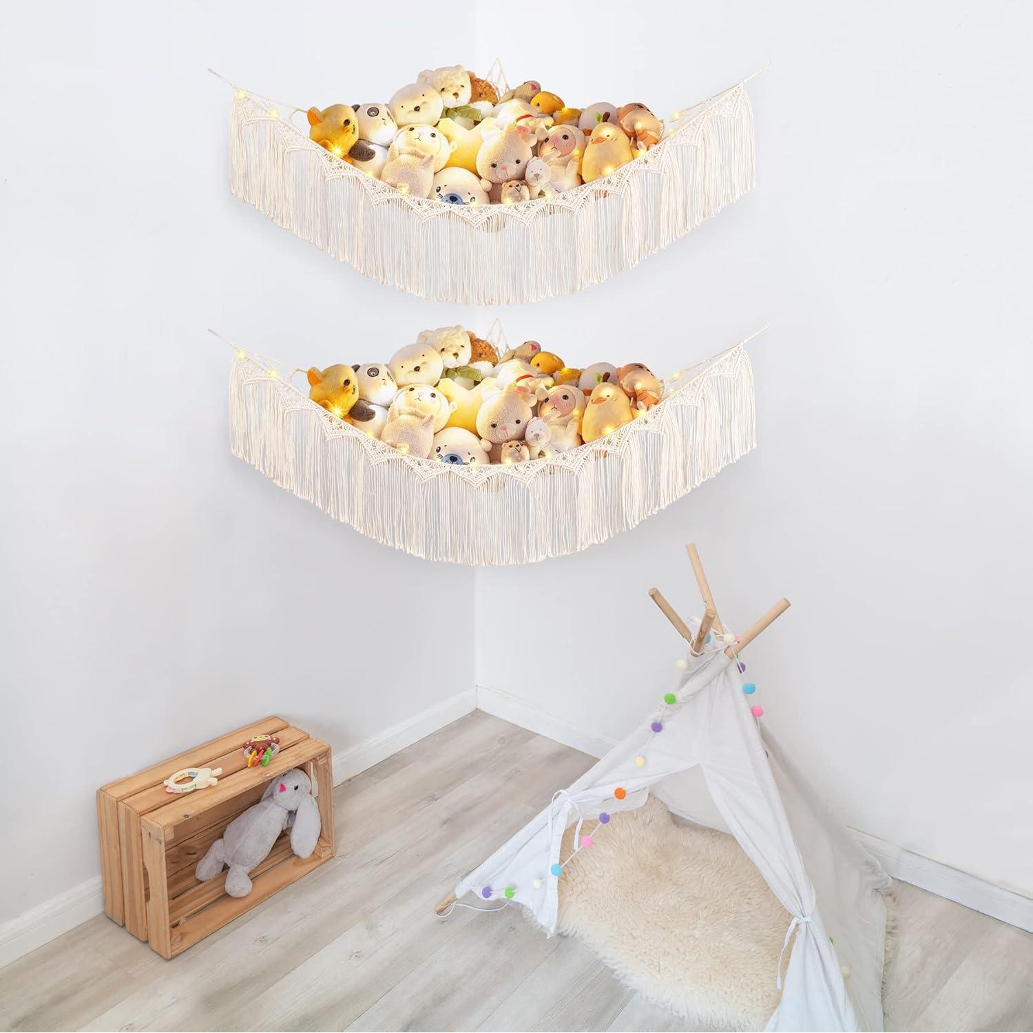 Hamaca de Almacenamiento de Juguetes Mkono 2 Piezas Macramé